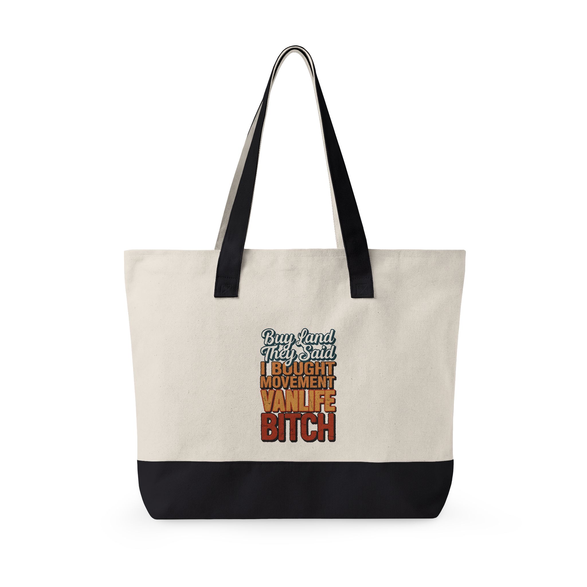 10110396000252474977_2048.jpeg Zippered Canvas Tote — "Buy Land They Said" (Design F**K-Line)