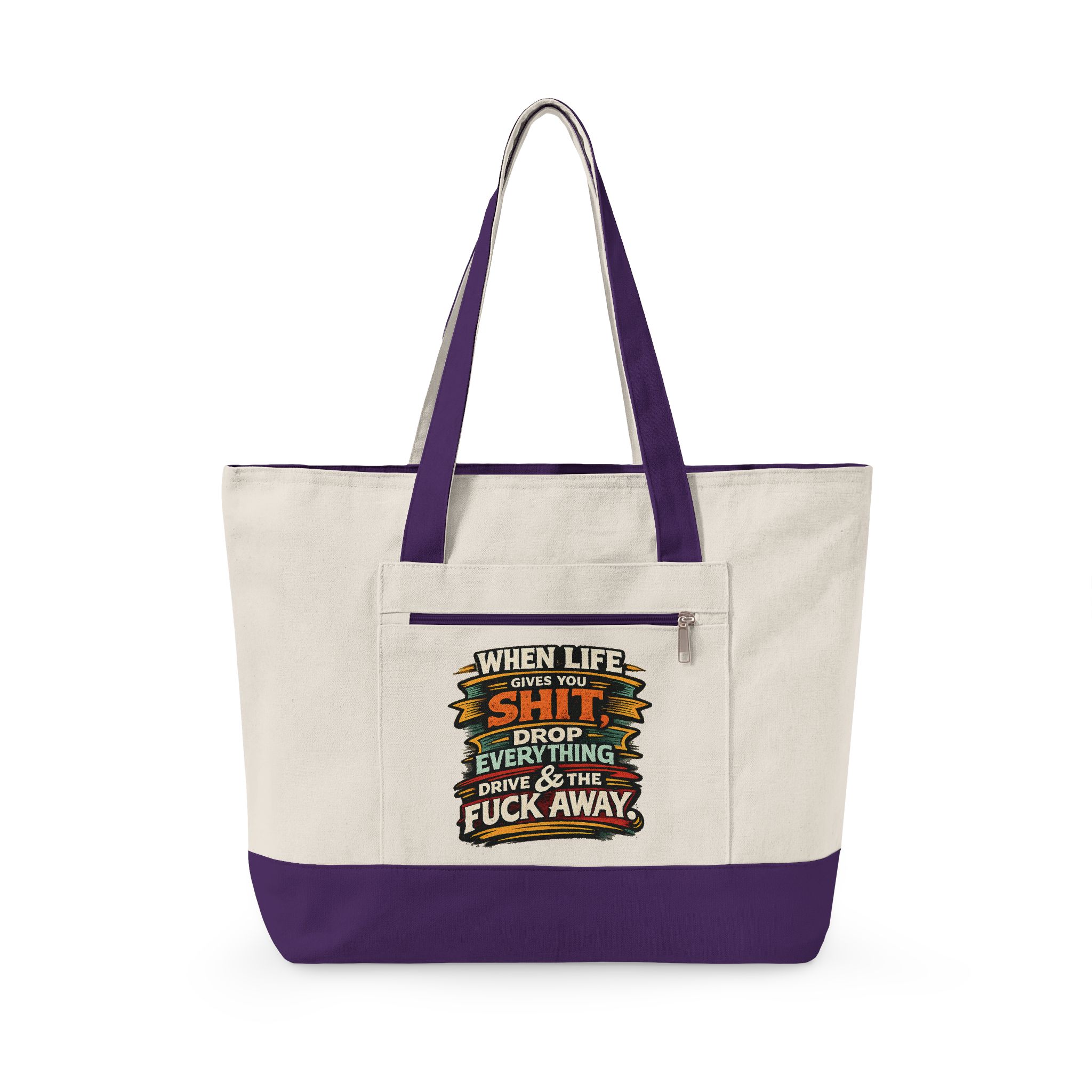 10185800957556785212_2048.jpeg Zippered Canvas Tote — "When Life Gives You Shit" (Design F**K-Line)