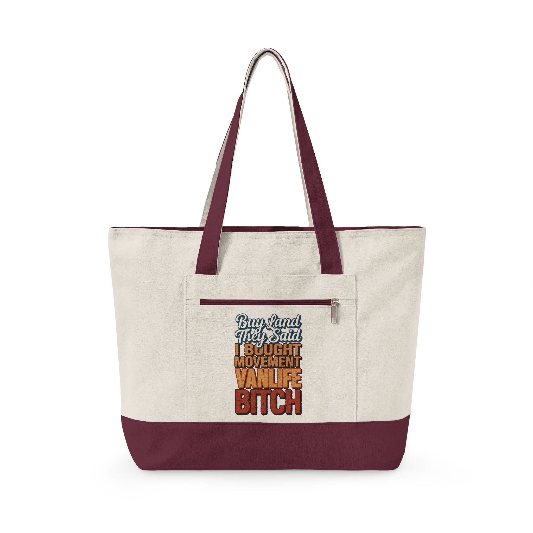 10228363115417953464_2048.jpeg Zippered Canvas Tote — "Buy Land They Said" (Design F**K-Line)
