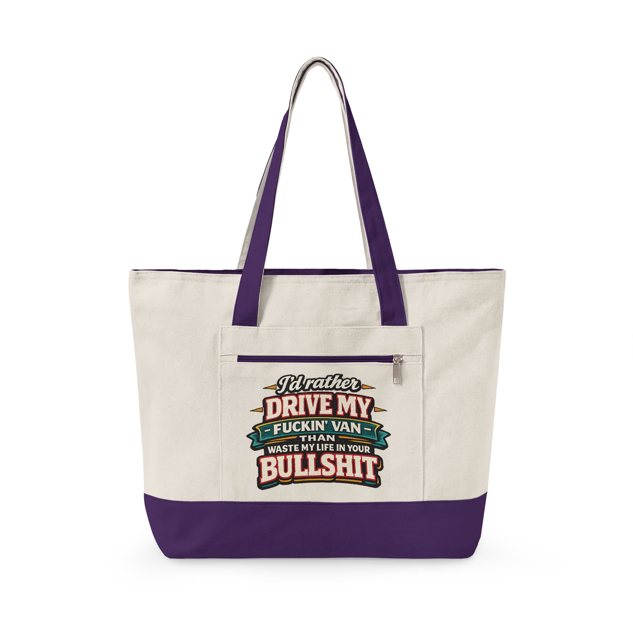 1027276372441265742_2048.jpeg Zippered Canvas Tote — "I d Rather Drive My Fuckin Van" (Design F**K-Line)