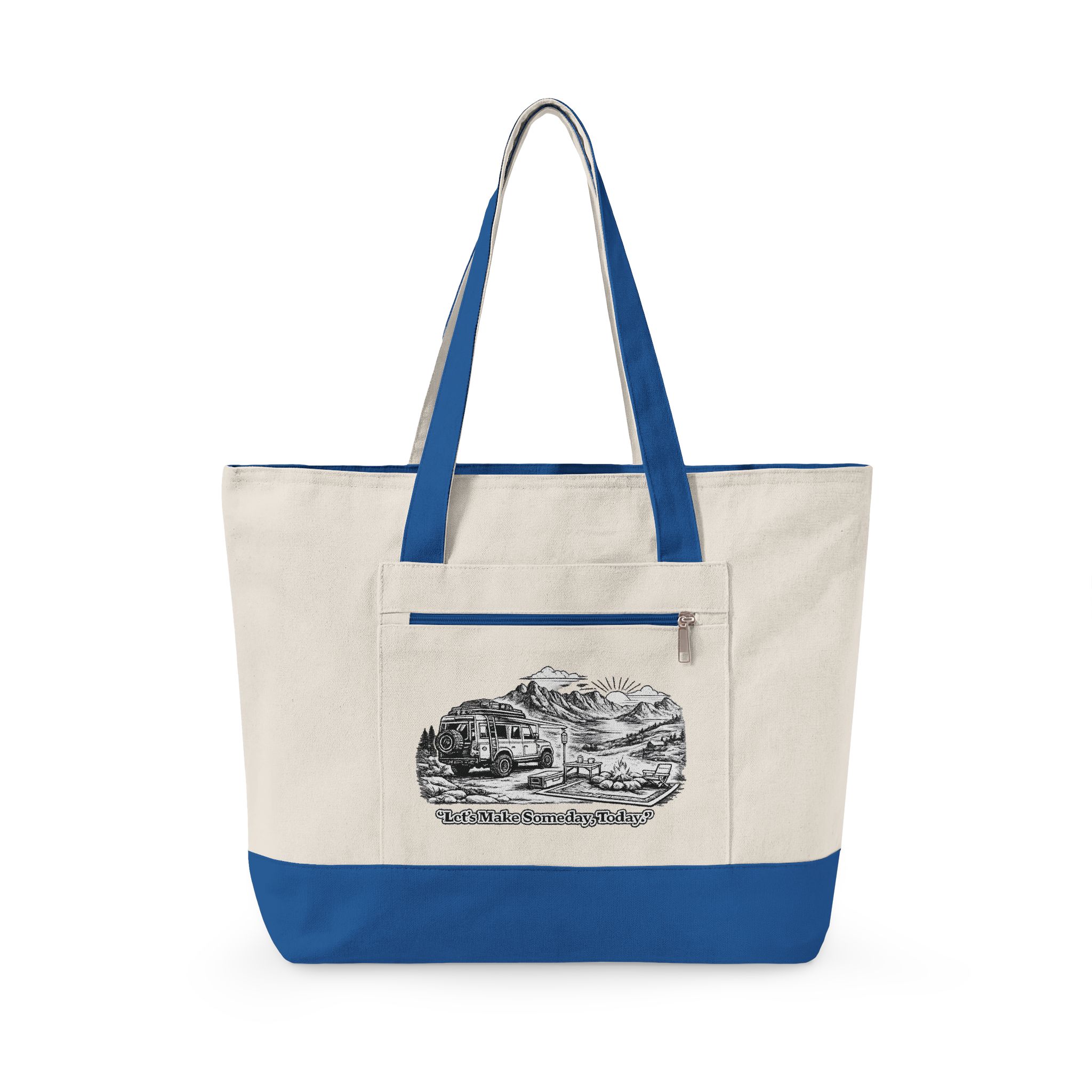 Zippered Canvas Tote — "Lets Make Some Day, Today" (Design Minimal-Line)