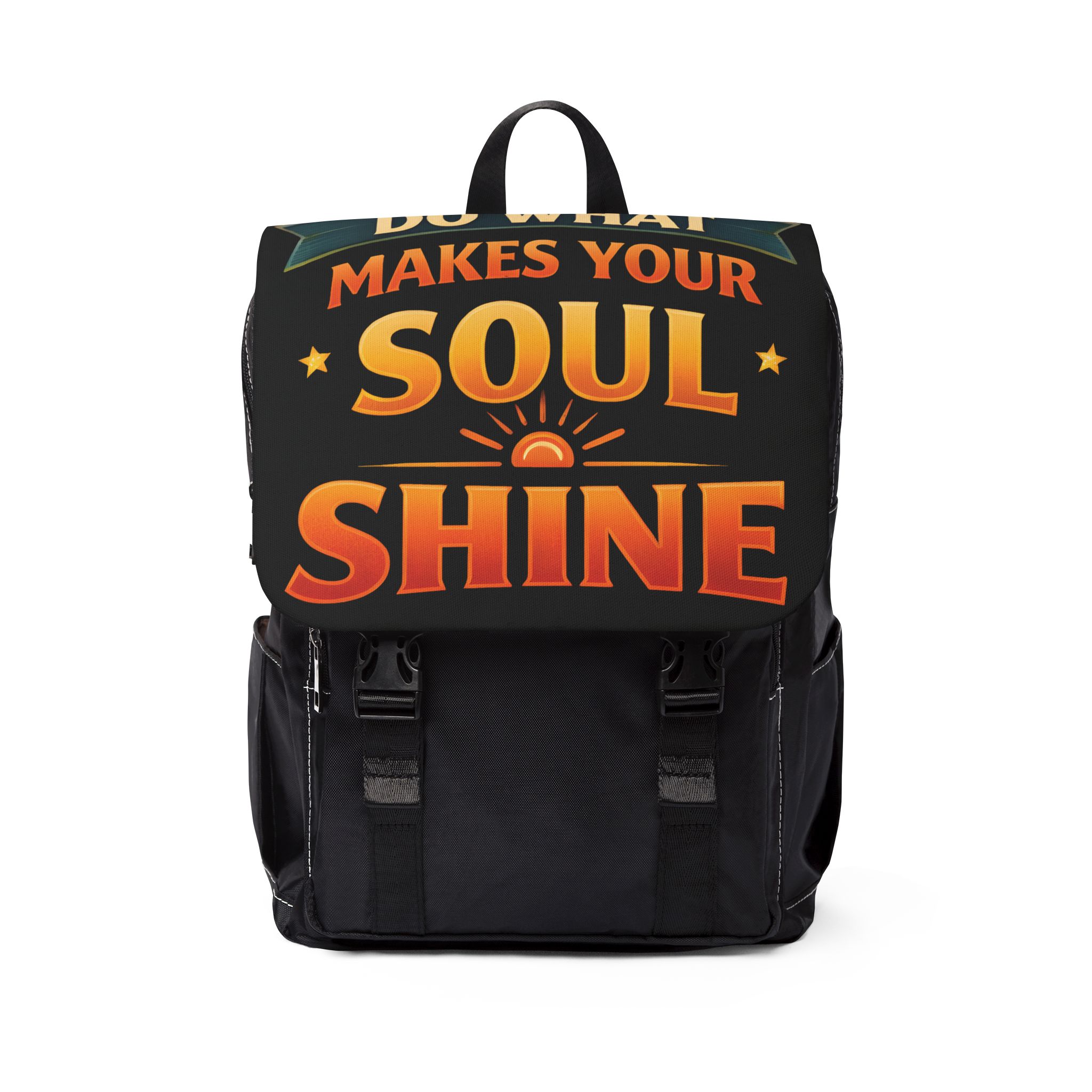 Unisex Casual Shoulder Backpack—"Do What Makes Your Soul Shine" Design Scenic-Line(Campervan)