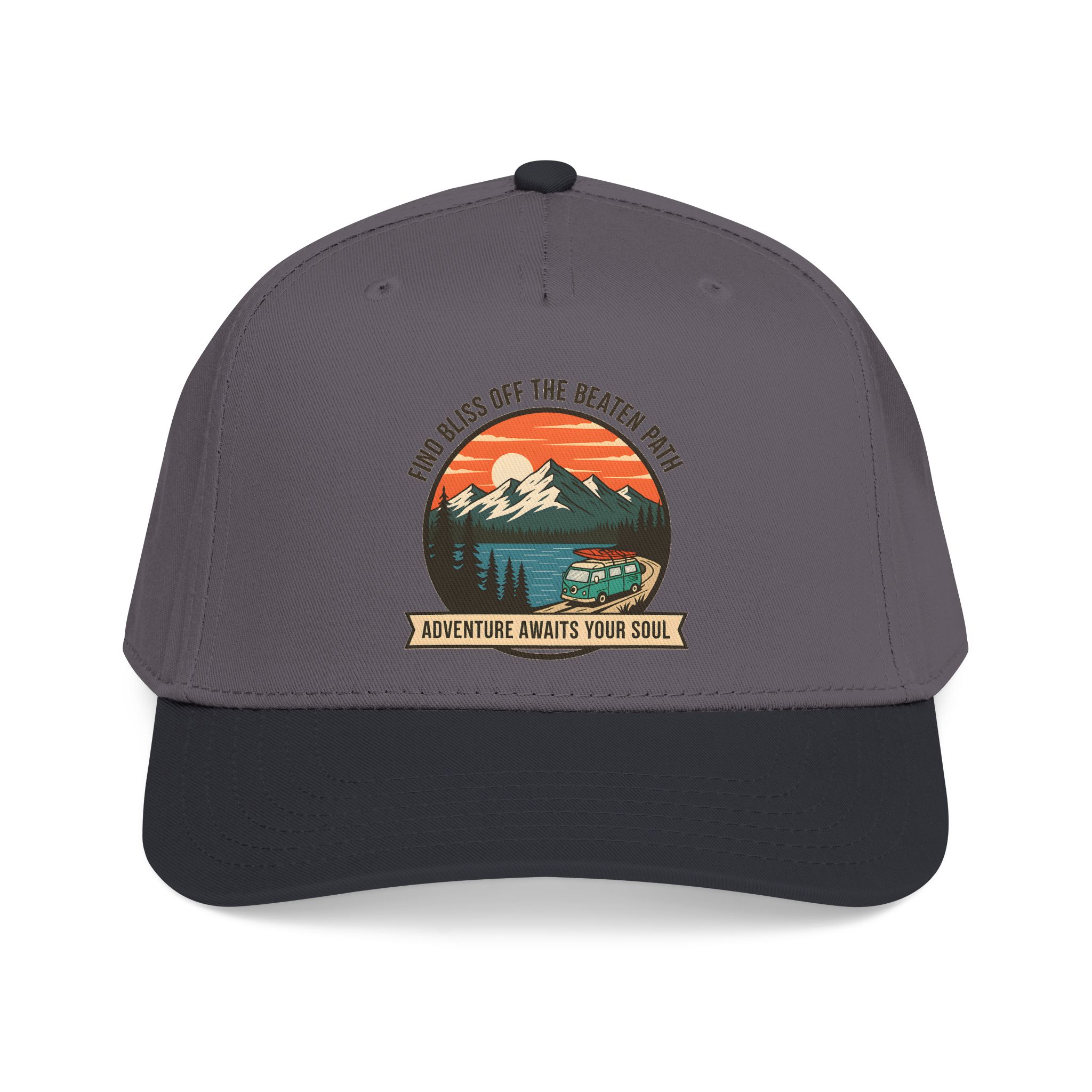 10381969844820527772_2048.jpeg Baseball Cap — "Find Bliss of the beaten patch-Adventure Awaits Your Soul" Vintage Mountain Camp Camper Design