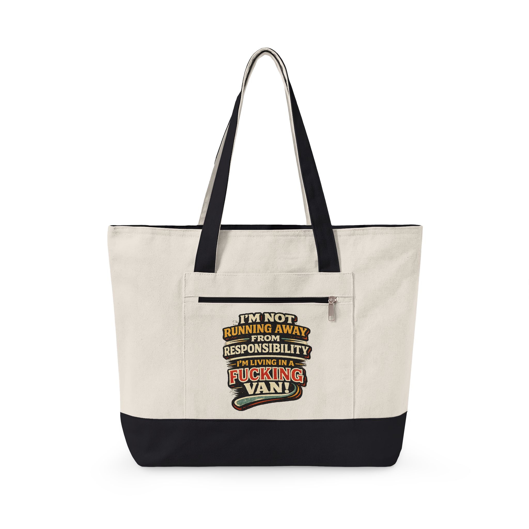 Zippered Canvas Tote — "Im Not Running Away" (Design F**K-Line)