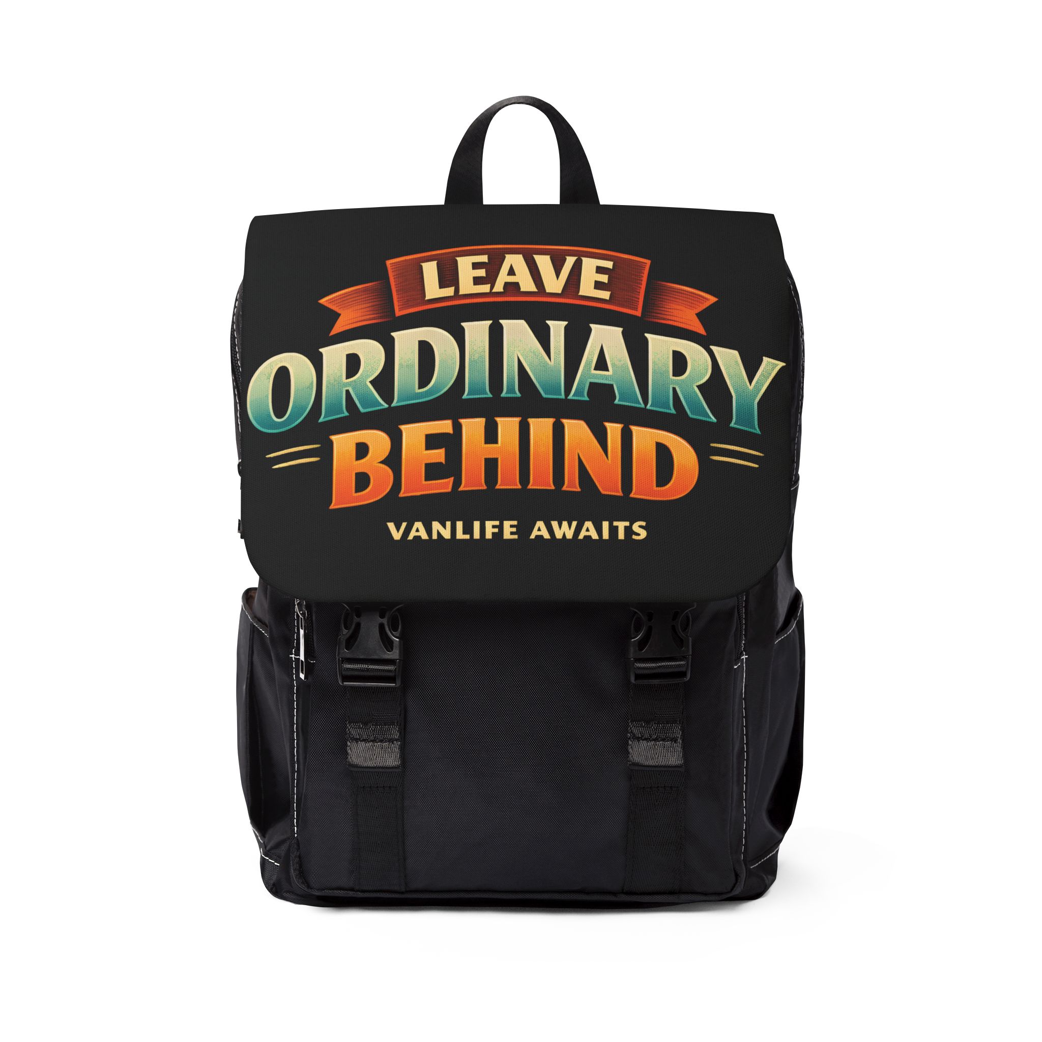 Unisex Casual Shoulder Backpack—"Leave Ordinary Behind" Design Scenic-Line(Campervan)