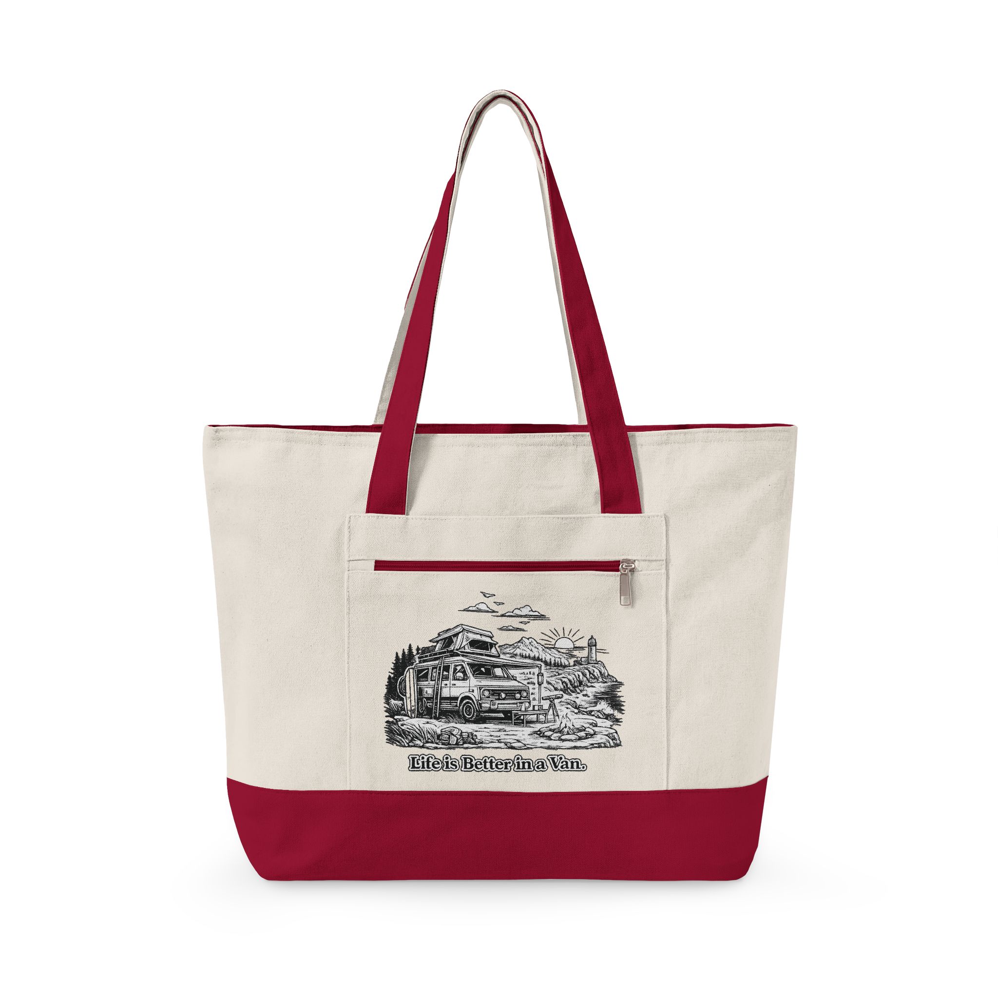 11191428020683130548_2048.jpeg Zippered Canvas Tote — "Life Is Better In A Van" (Design Minimal-Line)