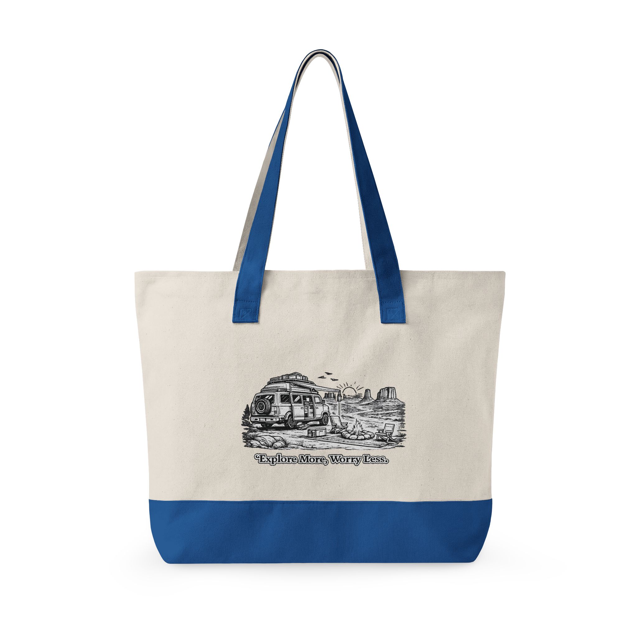 11299791893674194215_2048.jpeg Zippered Canvas Tote — "Explore More, Worry Less" (Design Minimal-Line)