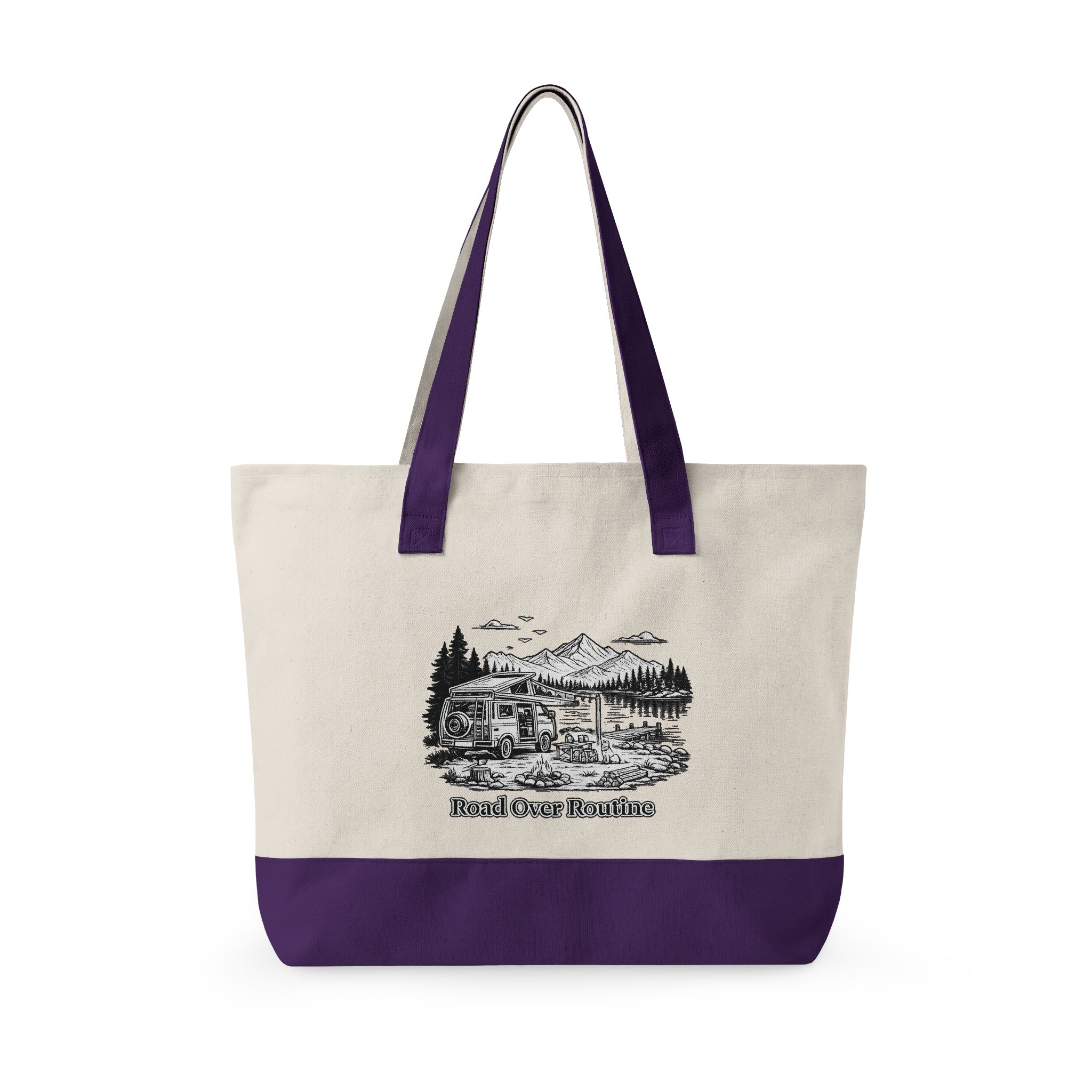 11633207666164278951_2048.jpeg Zippered Canvas Tote — "Road Over Routine" (Design Minimal-Line)