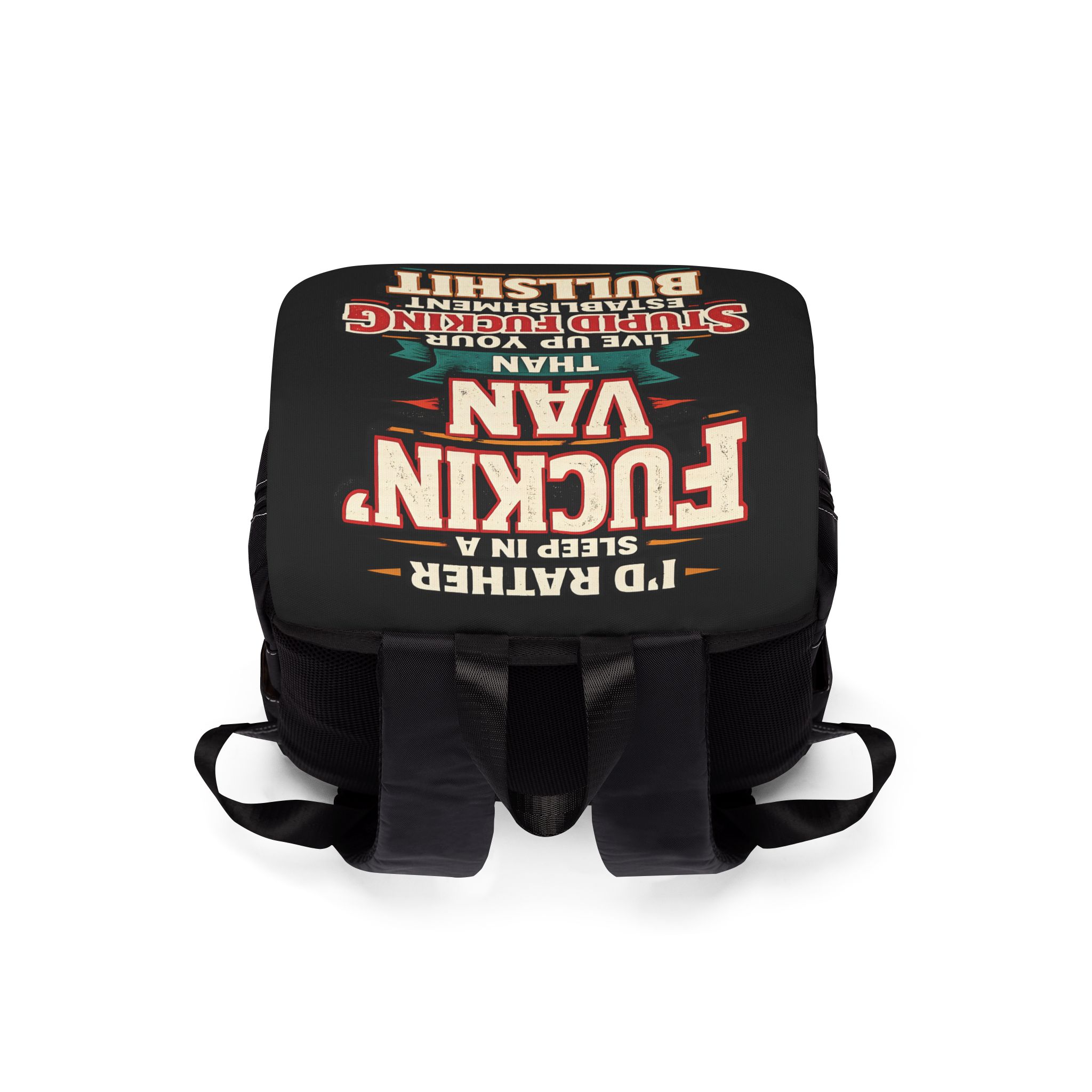 11722593680048324216_2048.jpeg Unisex Casual Shoulder Backpack — "I´d Rather Sleep in A Fucking Van" Design F**K-Line