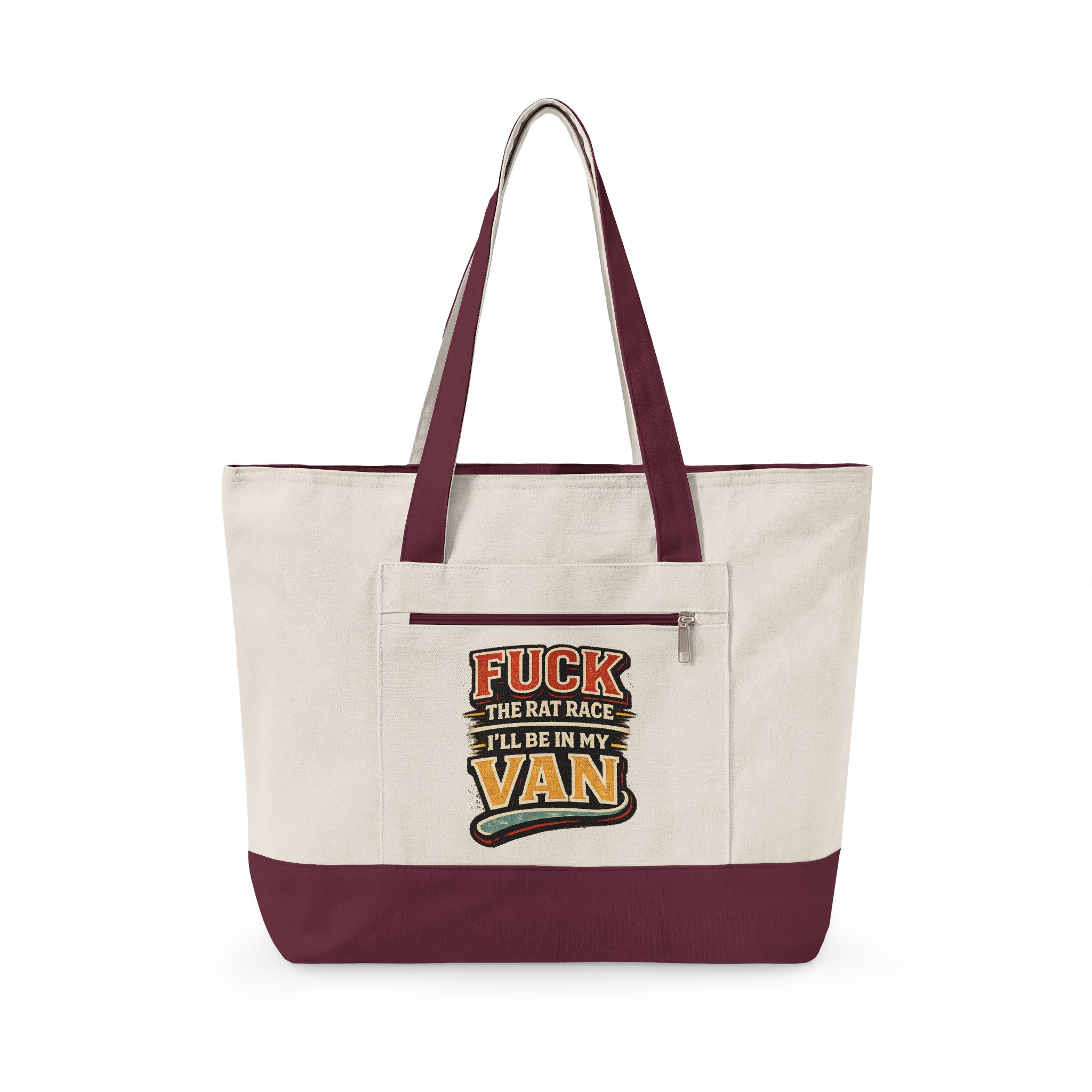 11765242101517396726_2048.jpeg Zippered Canvas Tote — "Fuck The Rat Race" (Design F**K-Line)
