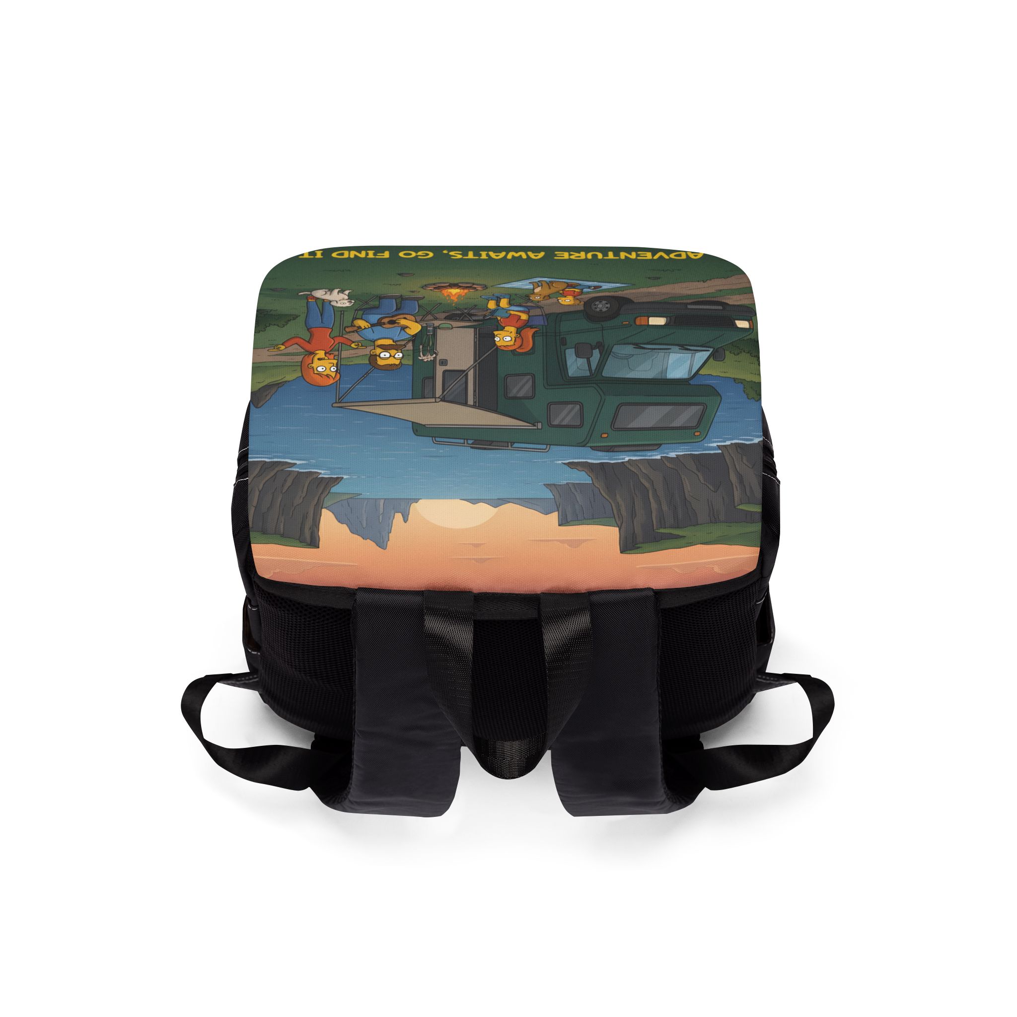 Unisex Casual Shoulder Backpack — "Adventure Awaits-Go Find It"" Design Sitcom-Line
