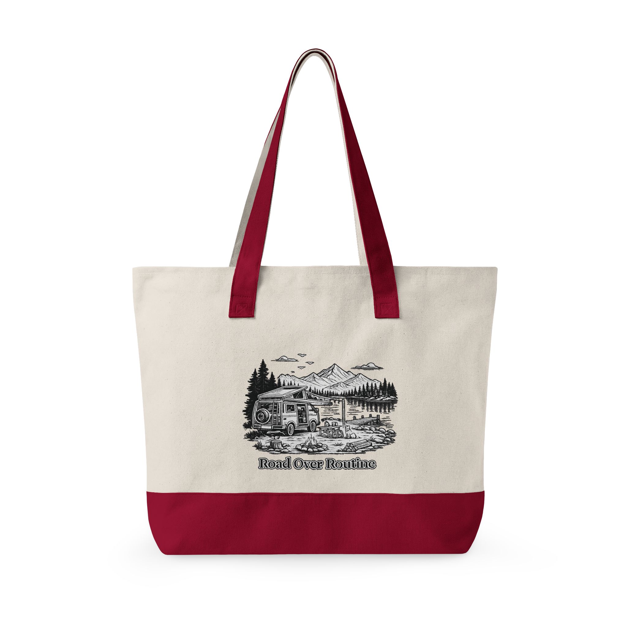 12098317502361554614_2048.jpeg Zippered Canvas Tote — "Road Over Routine" (Design Minimal-Line)