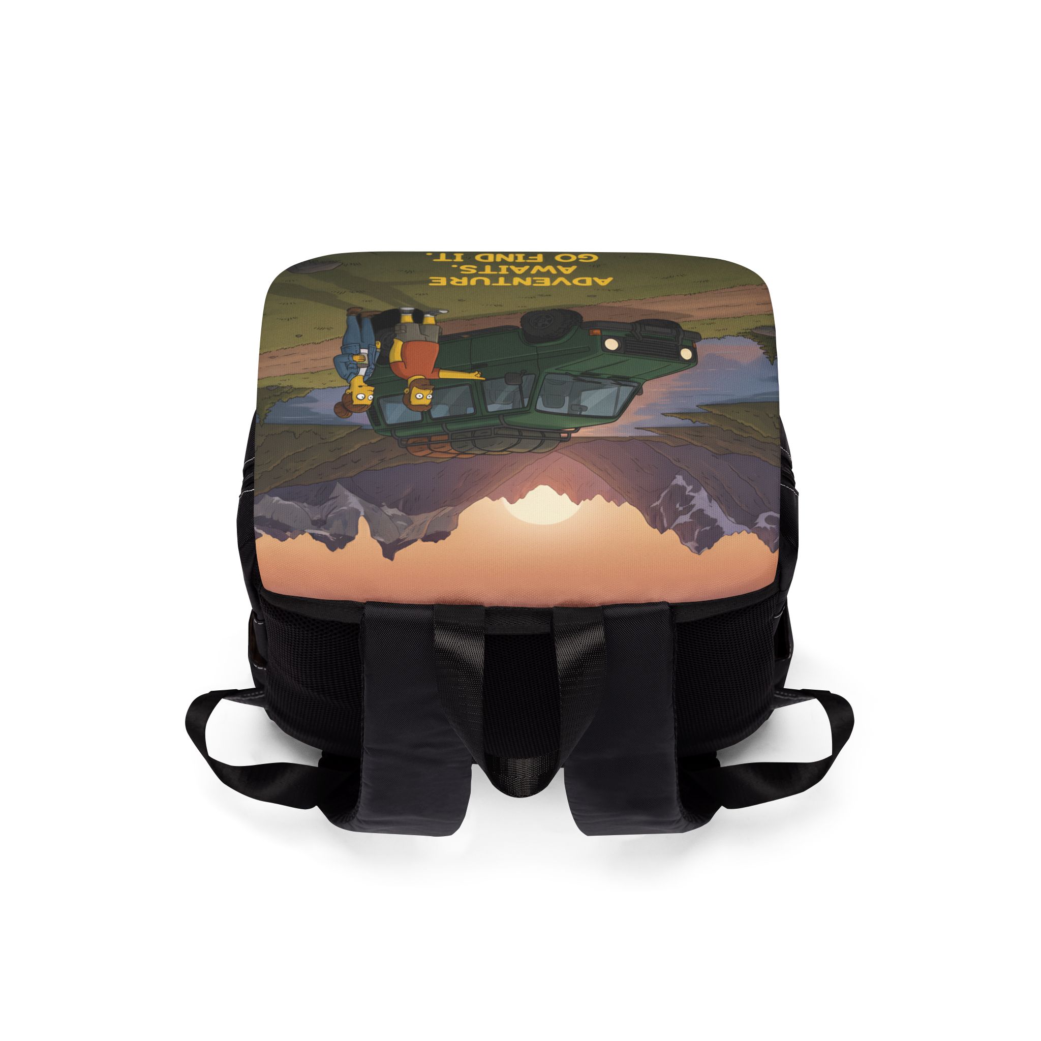 Unisex Casual Shoulder Backpack — "Adventure Awaits-Go Find It" Design Sitcom-Line