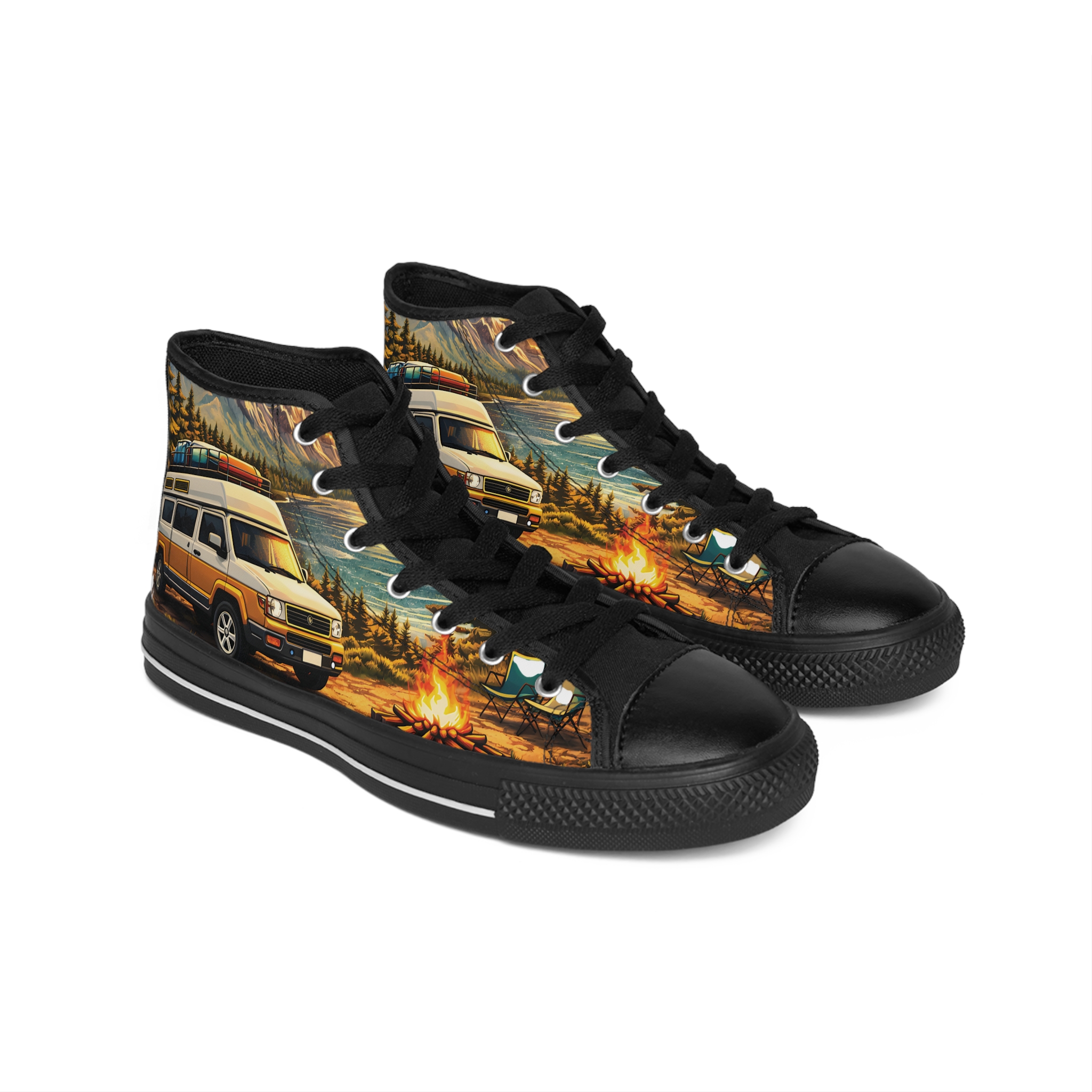 Men's High Top Sneakers — Orange Camper Shoes (Design "Scenic-Line")