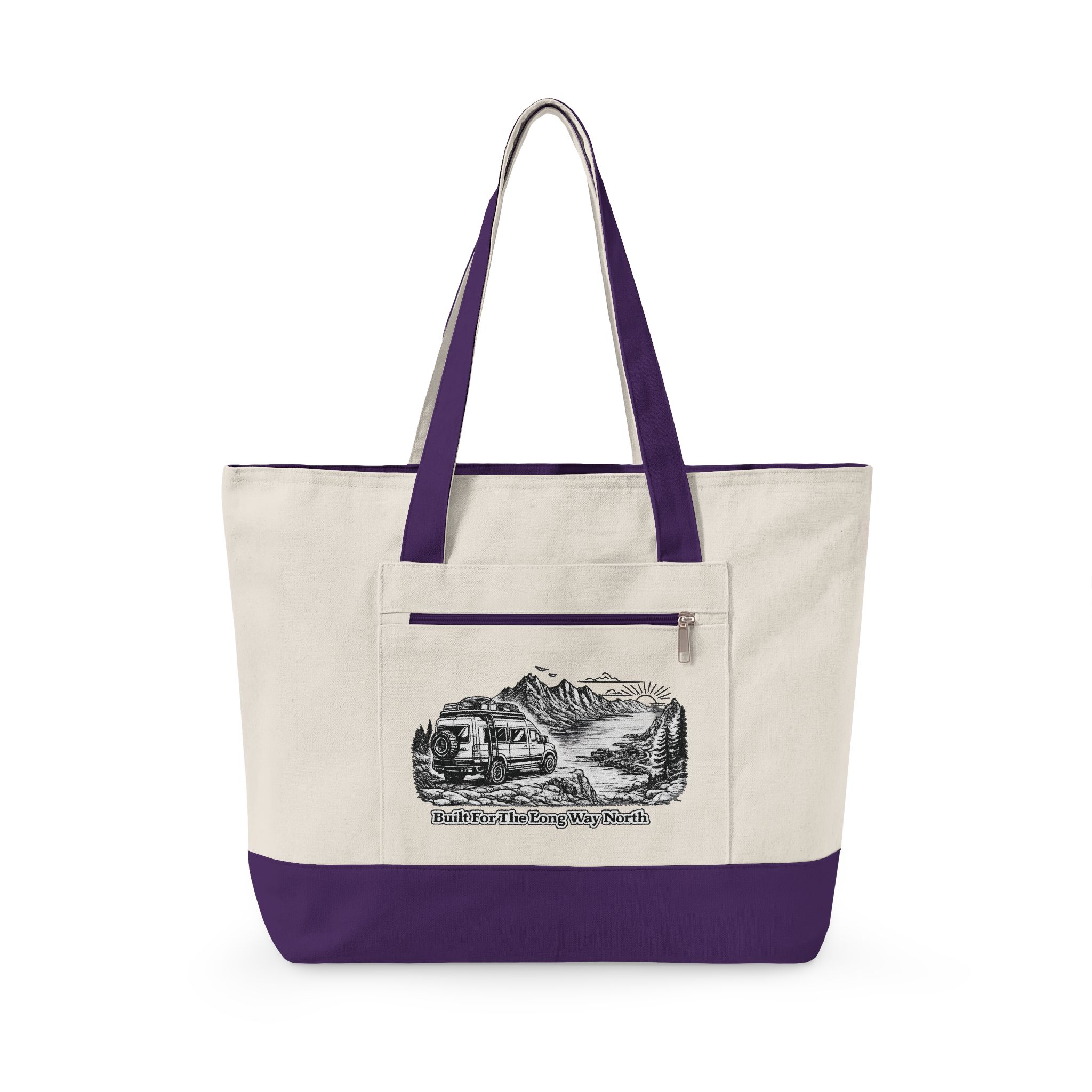 12423019914122243835_2048.jpeg Zippered Canvas Tote — "Build For The Long Way " (Design Minimal-Line)