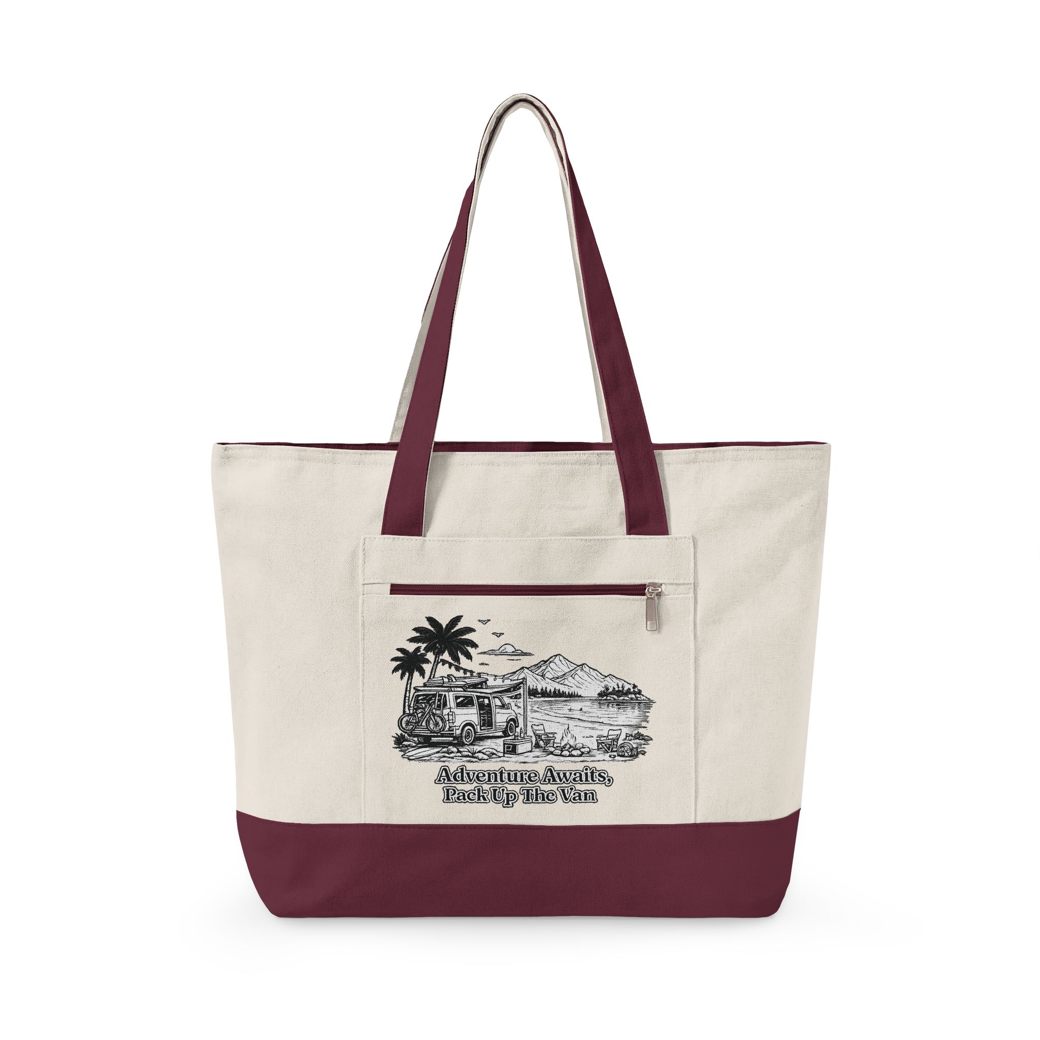 12470053319917316673_2048.jpeg Zippered Canvas Tote — "Adventure Awaits" (Design Minimal-Line)