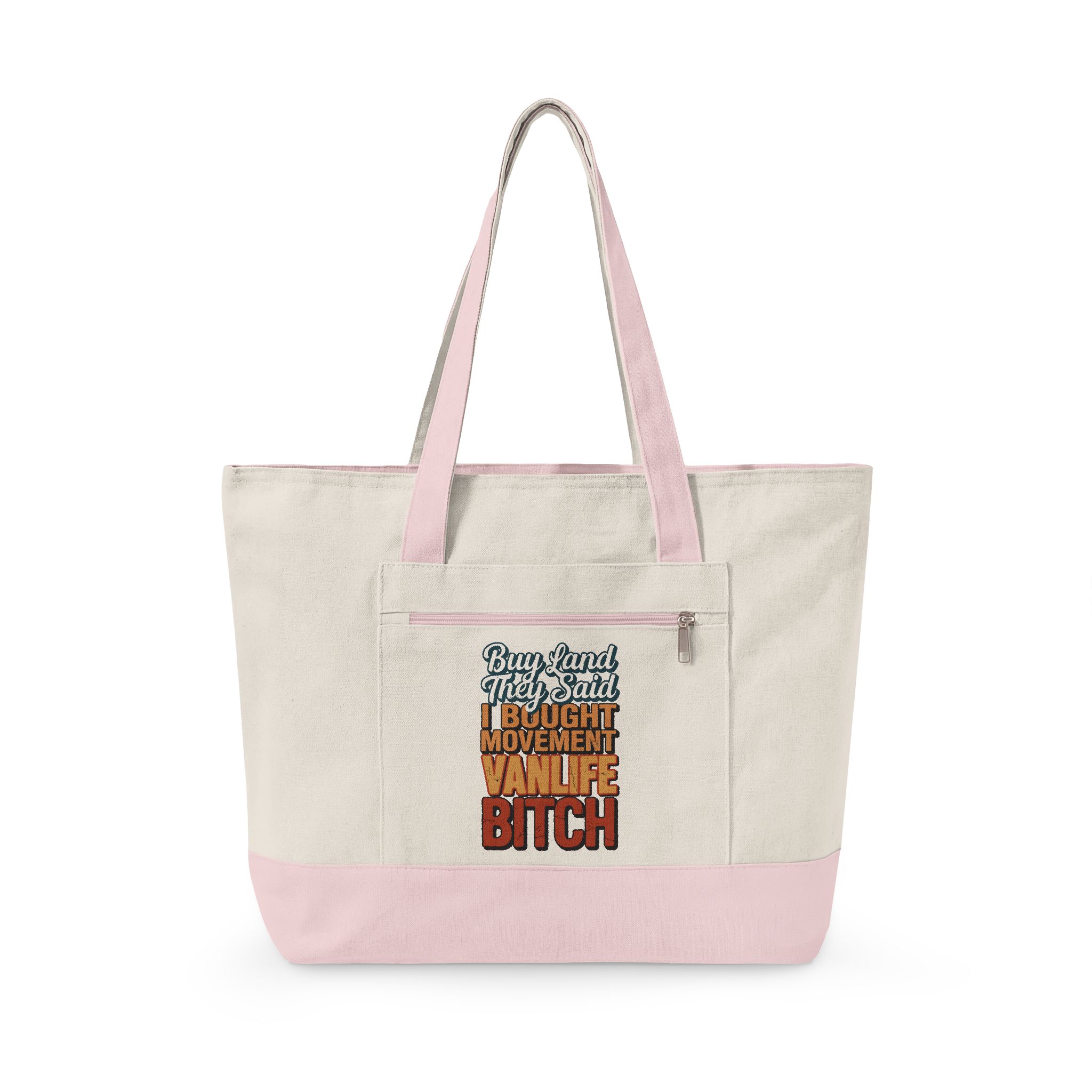 12710792423102221606_2048.jpeg Zippered Canvas Tote — "Buy Land They Said" (Design F**K-Line)