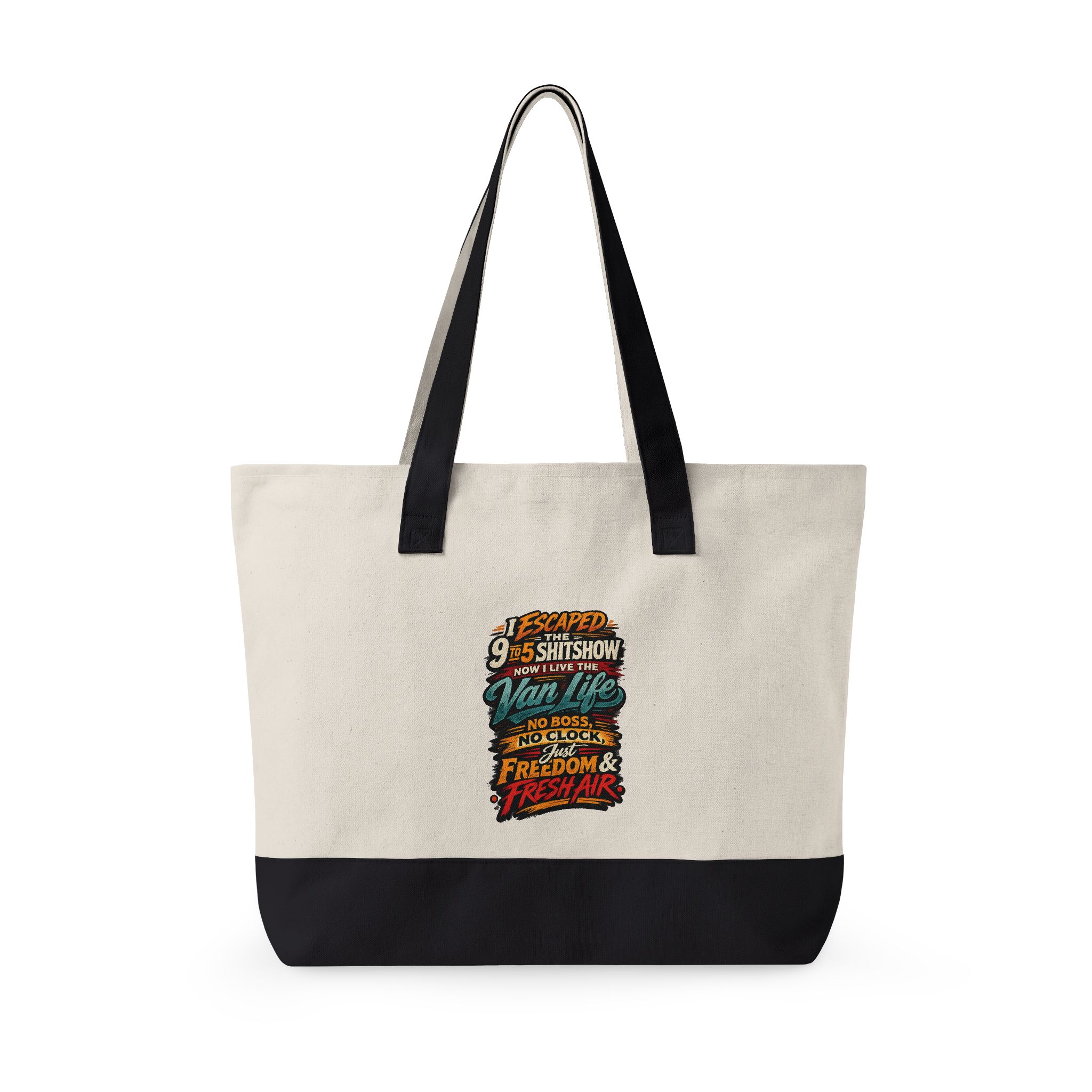 12942178840101082878_2048.jpeg Zippered Canvas Tote — "I Escaped The 9 To 5" (Design F**K-Line)