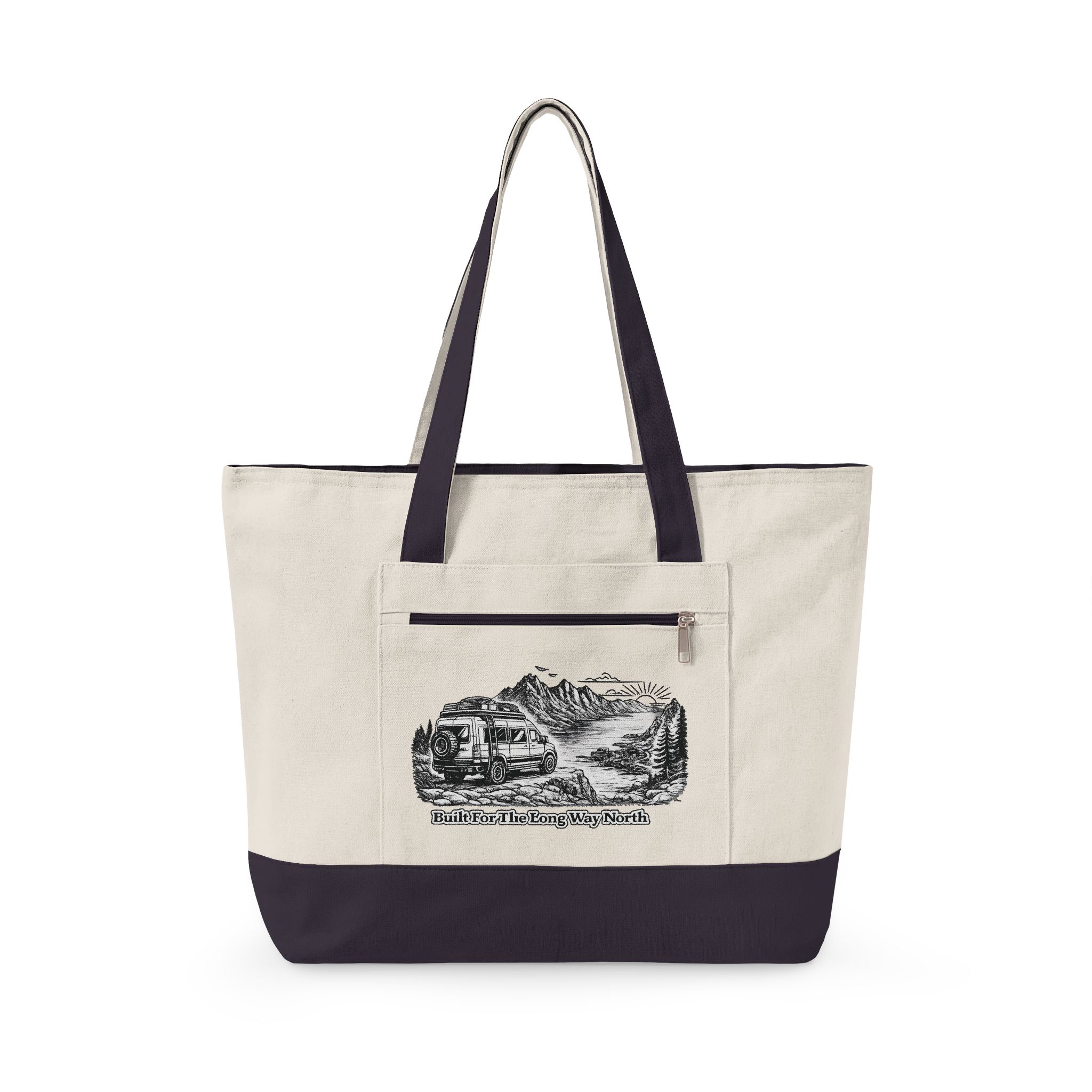 13160750540911417871_2048.jpeg Zippered Canvas Tote — "Build For The Long Way " (Design Minimal-Line)