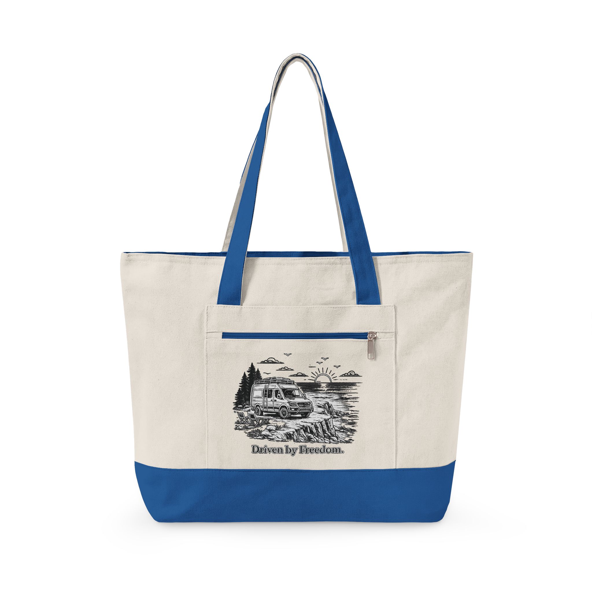 13273527225420844841_2048.jpeg Zippered Canvas Tote — "Drive By Freedom" (Design Minimal-Line)