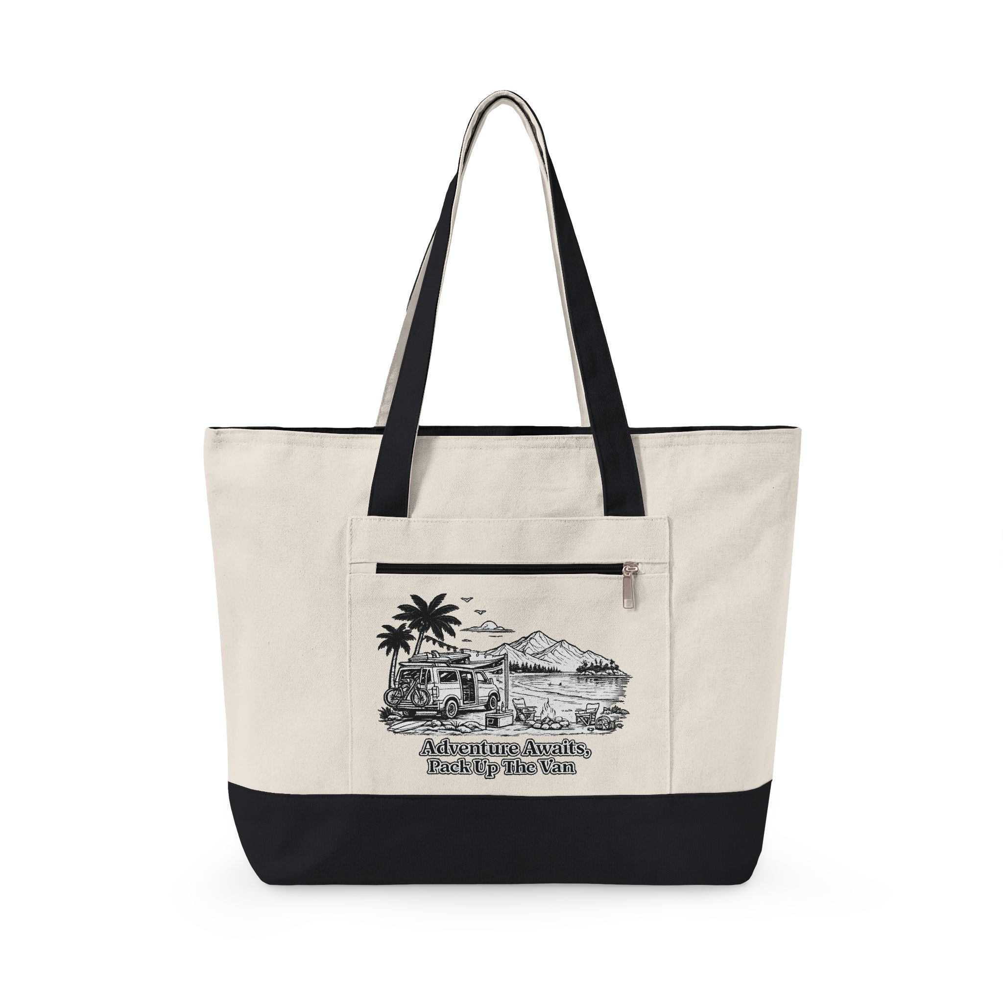 1368310525749666516_2048.jpeg Zippered Canvas Tote — "Adventure Awaits" (Design Minimal-Line)