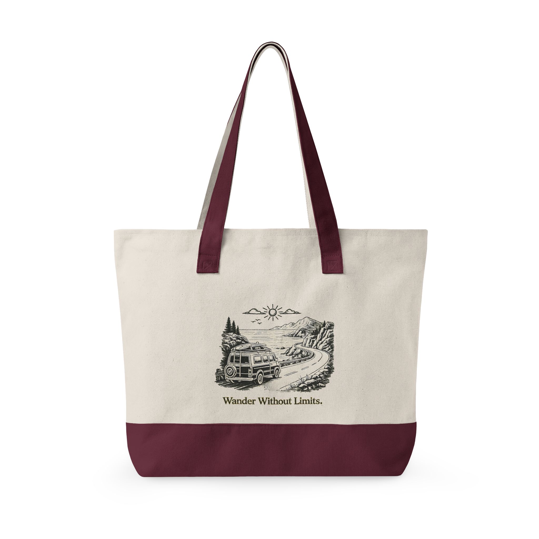 13946820527540400090_2048.jpeg Zippered Canvas Tote — "Wander Whitout Limits" (Design Minimal-Line)