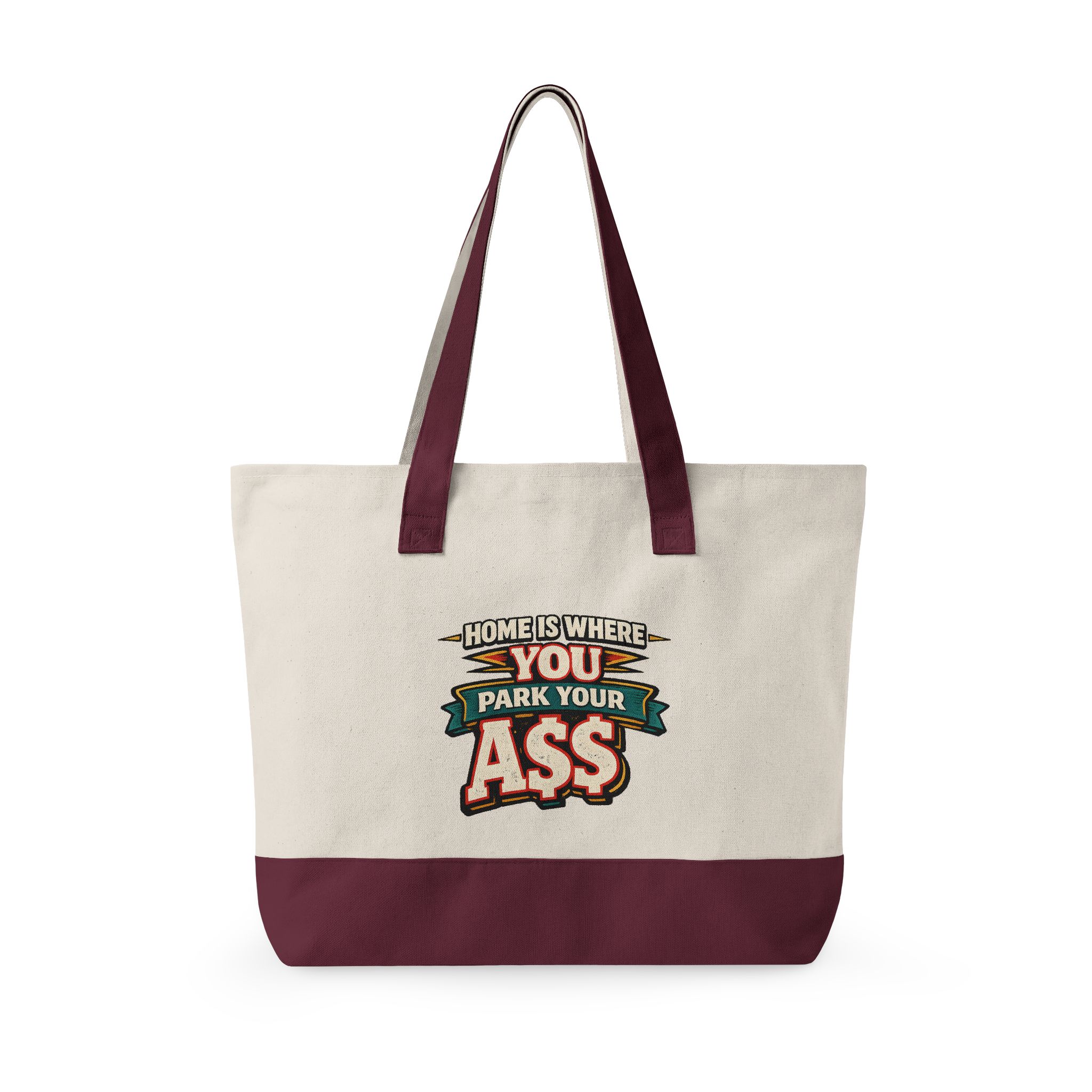 14023806229993079389_2048.jpeg Zippered Canvas Tote — "Home Is Where You Park Your Ass" (Design F**K-Line)