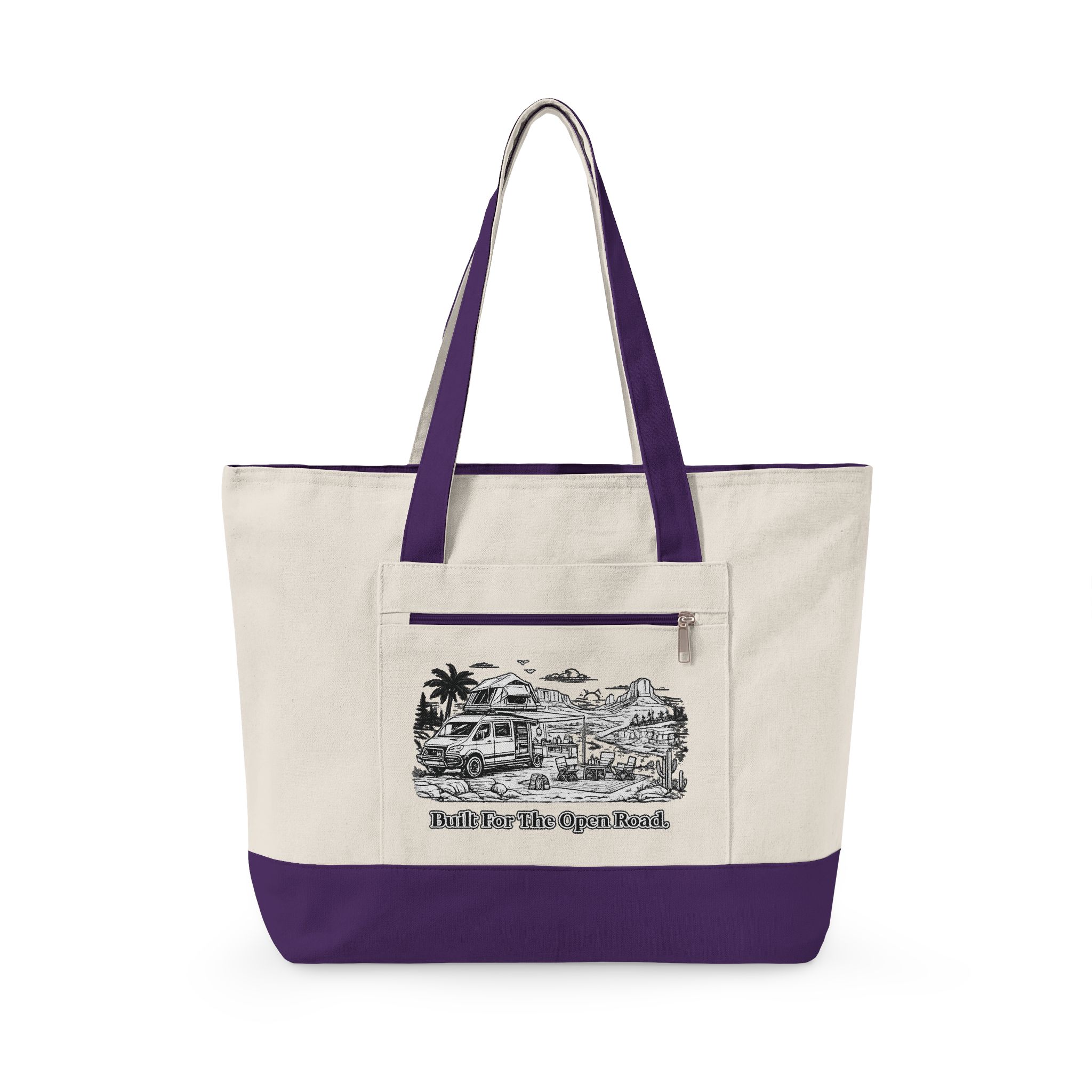 14063258148377150500_2048.jpeg Zippered Canvas Tote — "Built For the Open Road" (Design Minimal-Line)