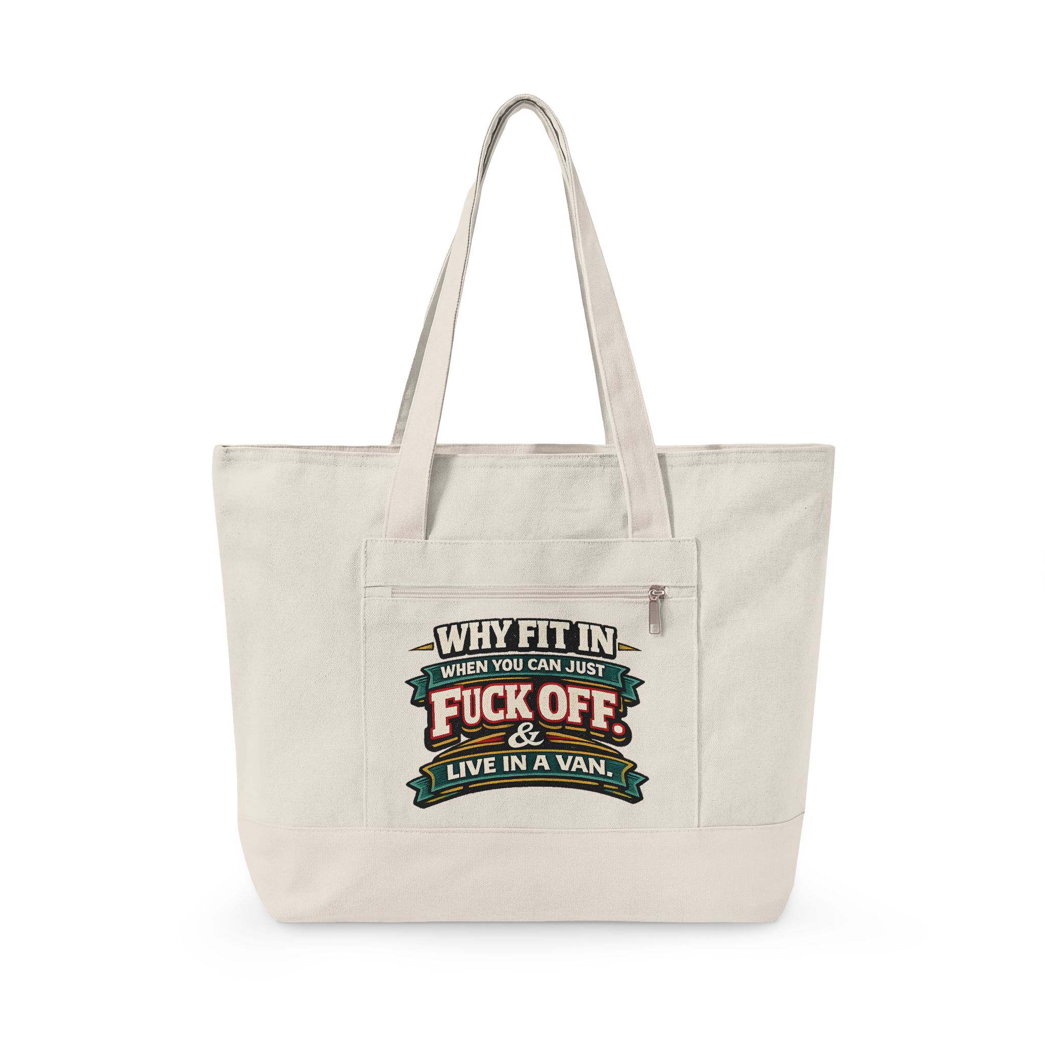 14585869148755416715_2048.jpeg Zippered Canvas Tote — "Why Fit In" (Design F**K-Line)