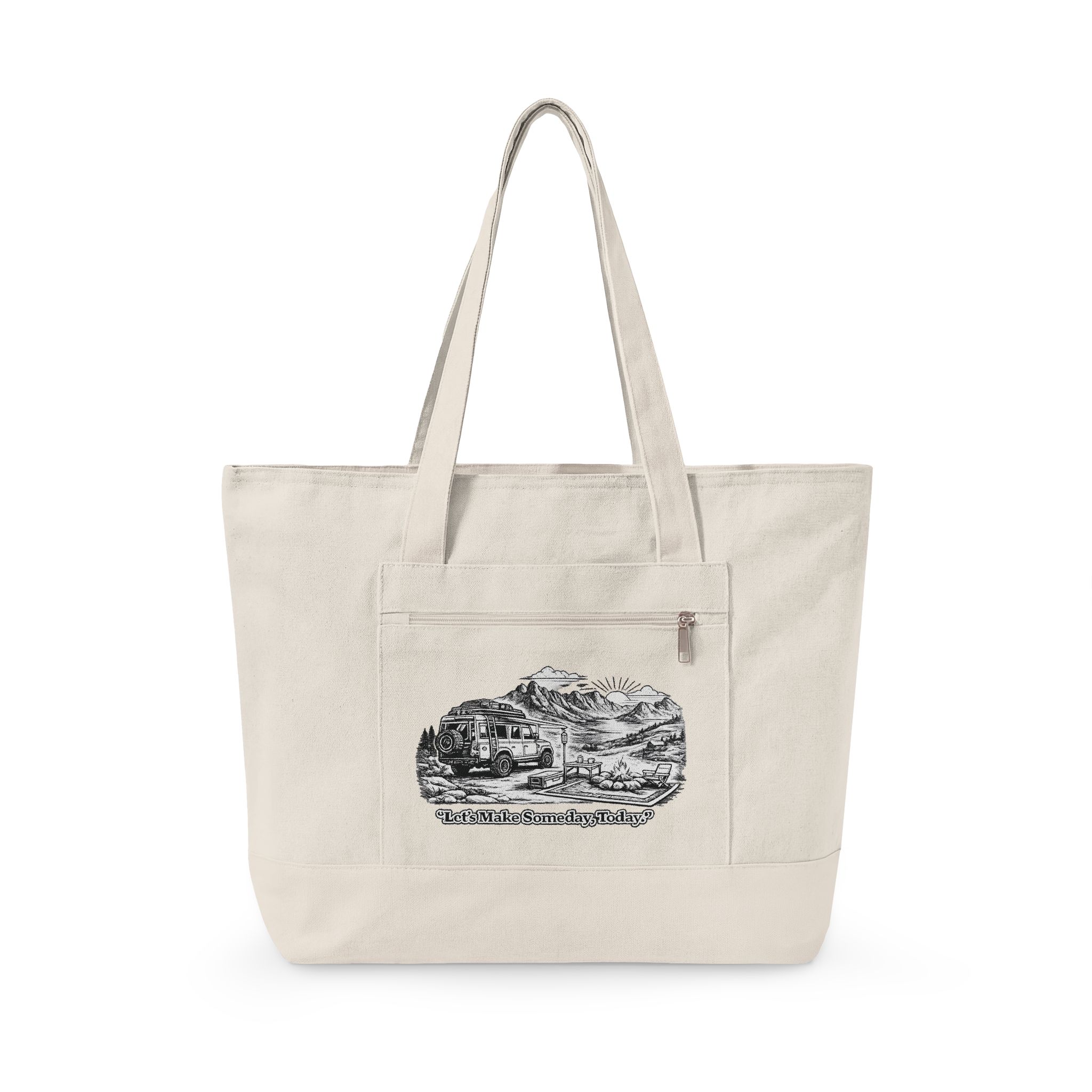 14916384519780455107_2048.jpeg Zippered Canvas Tote — "Lets Make Some Day, Today" (Design Minimal-Line)