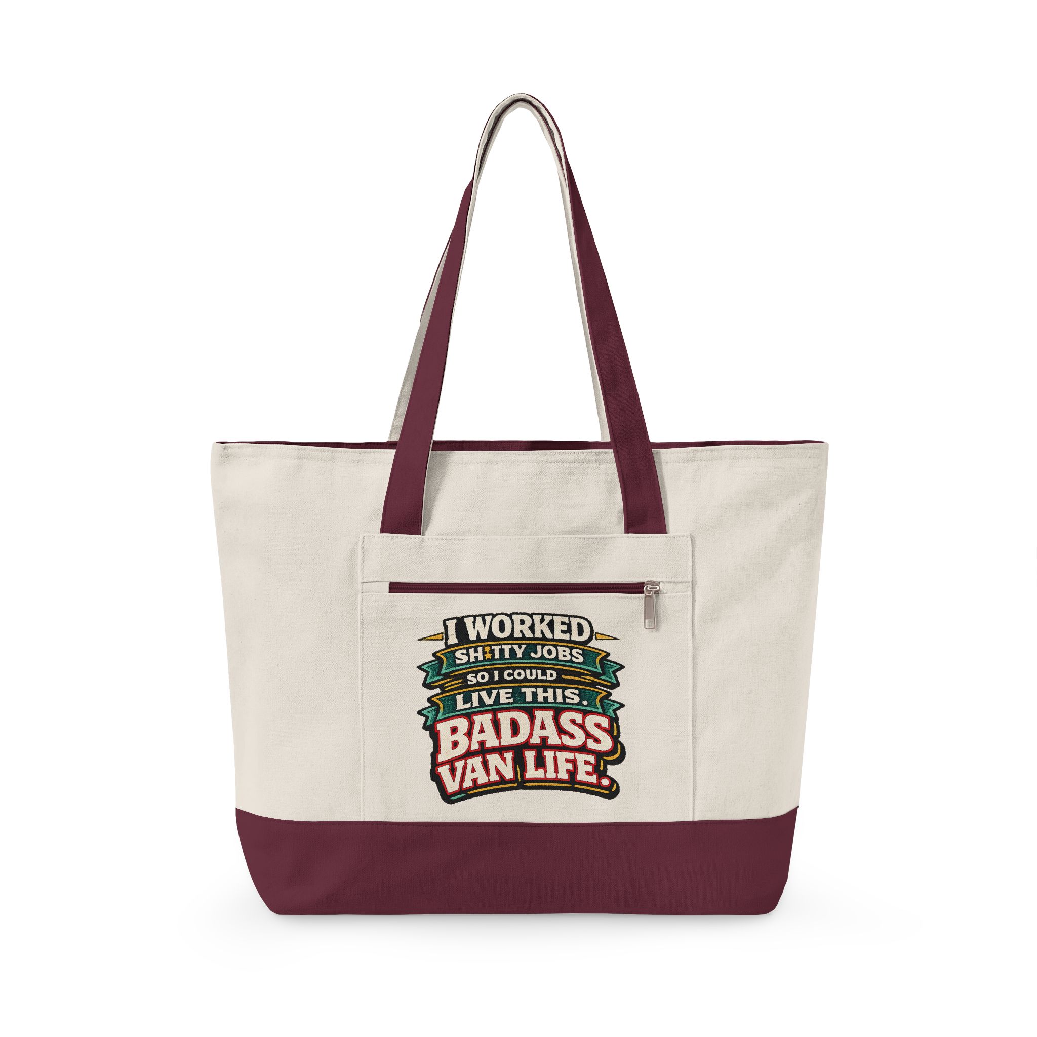 15092070775839879859_2048.jpeg Zippered Canvas Tote — "I worked Shitty Jobs" (Design F**K-Line)