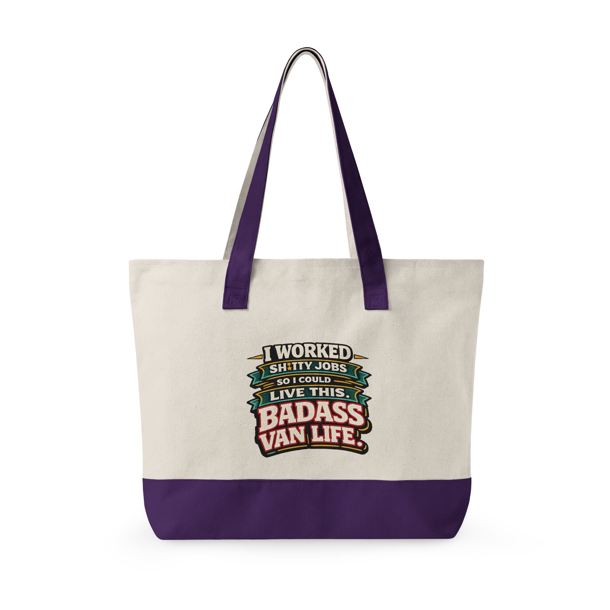 15121971000602044786_2048.jpeg Zippered Canvas Tote — "I worked Shitty Jobs" (Design F**K-Line)