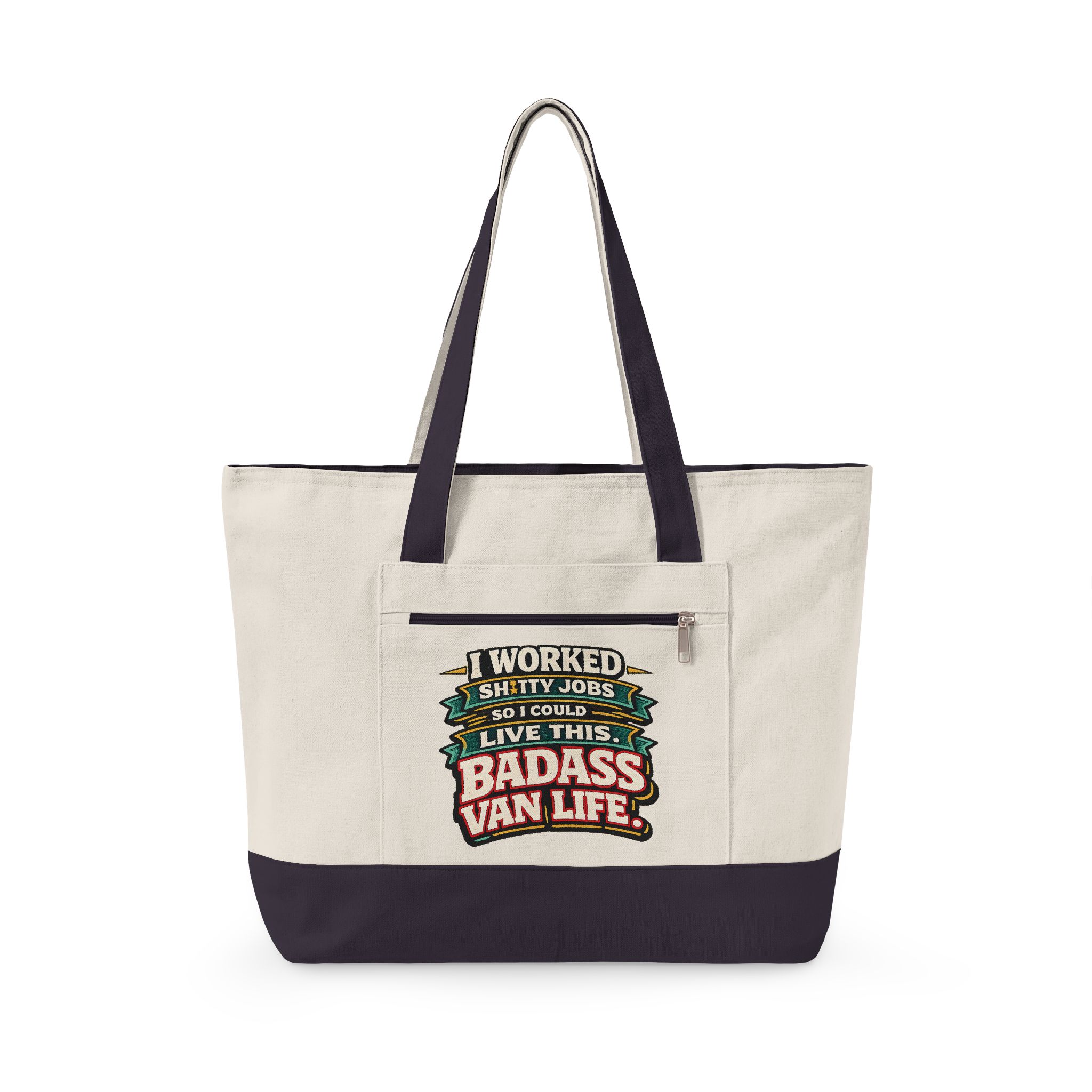15284453370504961474_2048.jpeg Zippered Canvas Tote — "I worked Shitty Jobs" (Design F**K-Line)