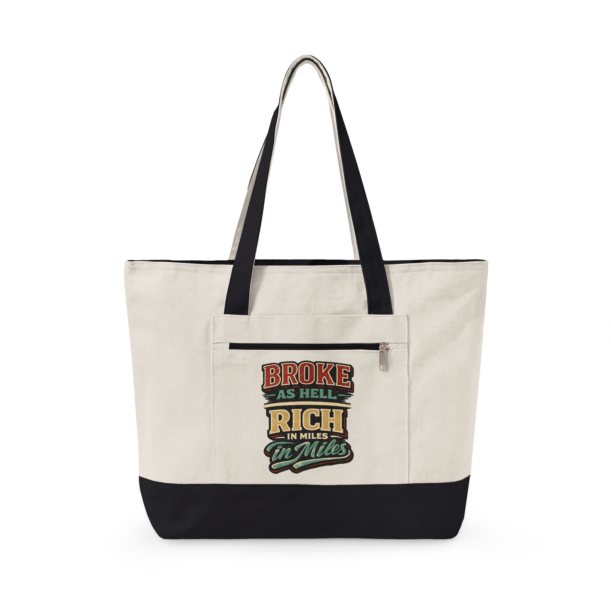 Zippered Canvas Tote — "Broke As Hell" (Design F**K-Line)
