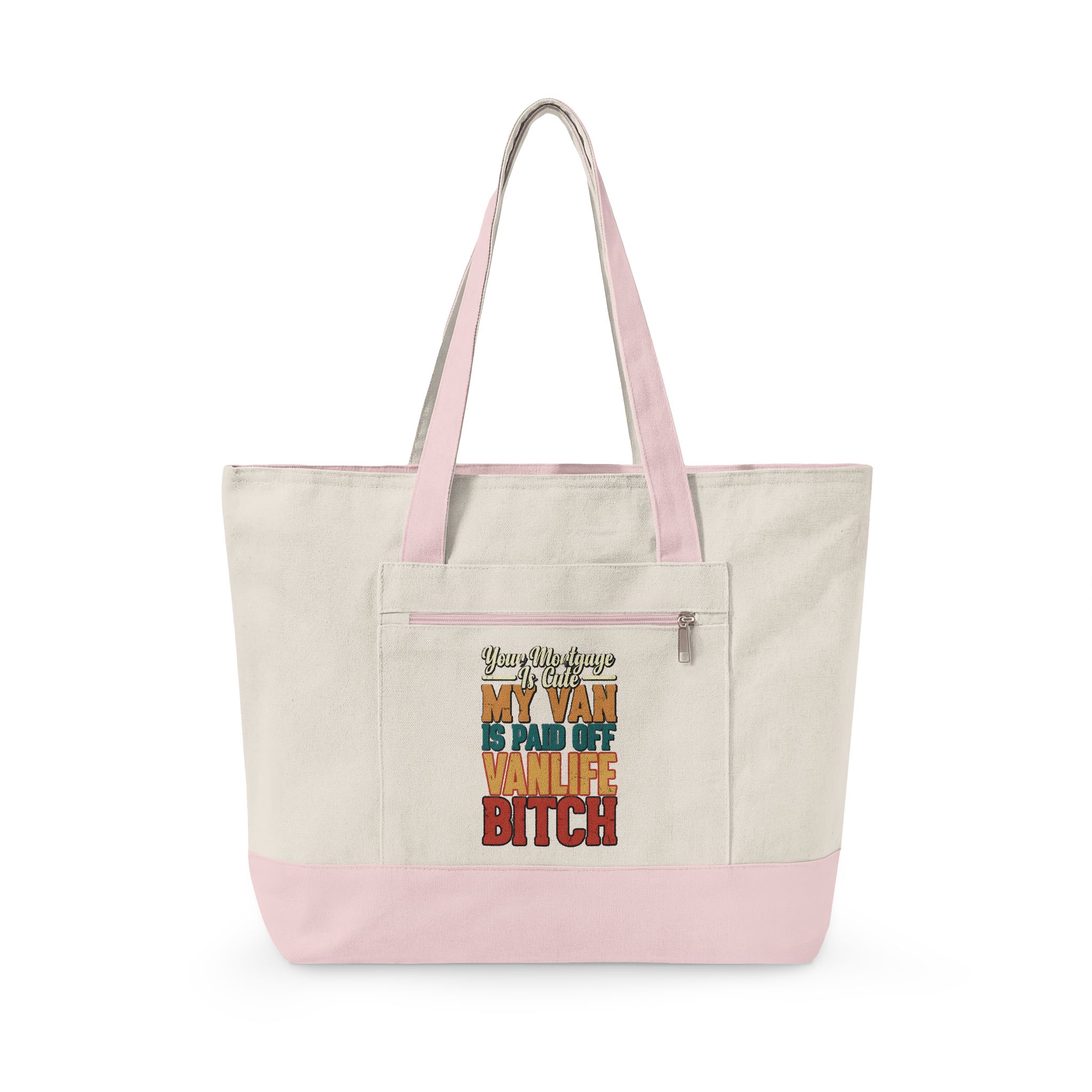 15702409915142934867_2048.jpeg Zippered Canvas Tote — "Your Mortgage Is Cute" (Design F**K-Line)