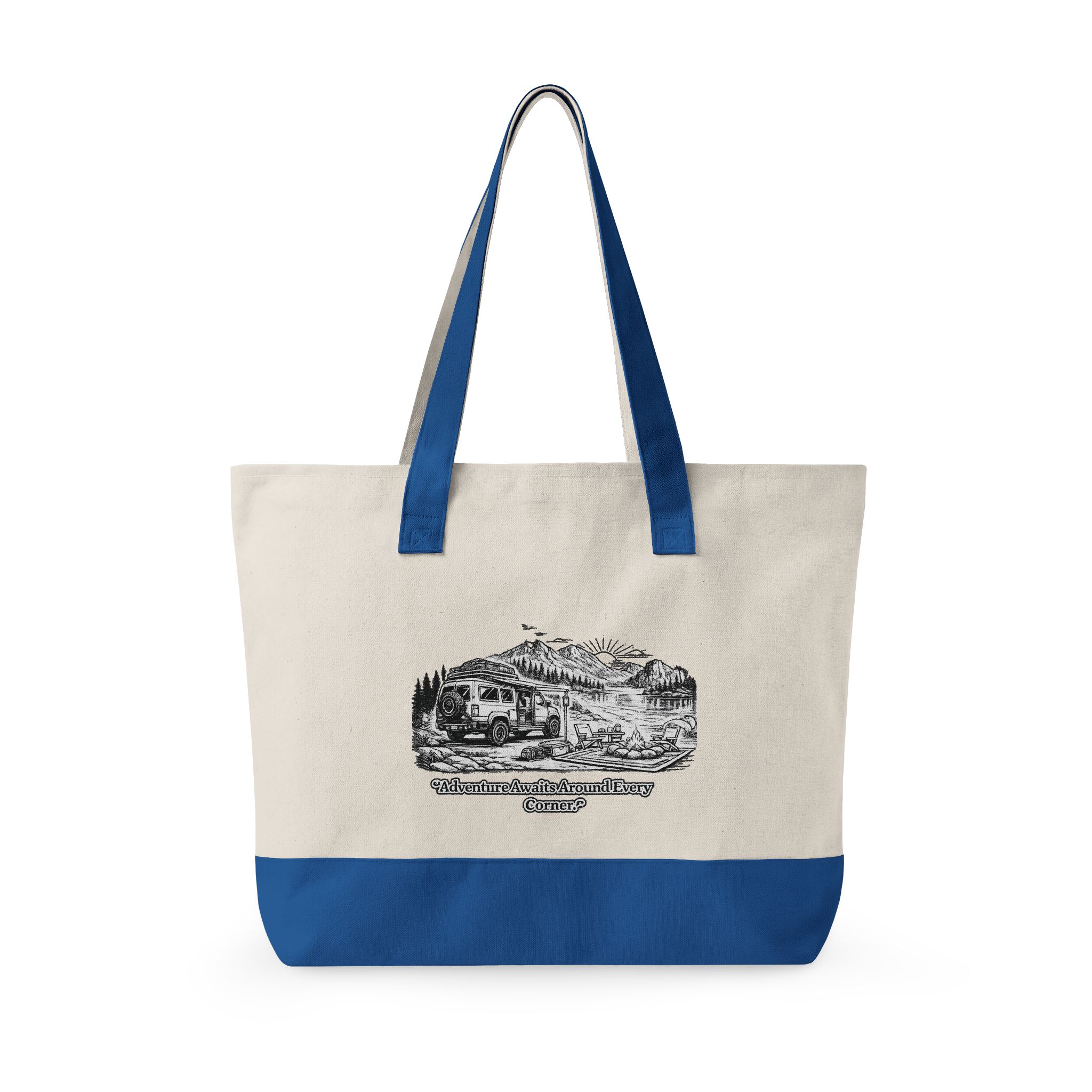 15781053416303599007_2048.jpeg Zippered Canvas Tote — "Adventure Awaits Around Every Corner" (Design Minimal-Line)