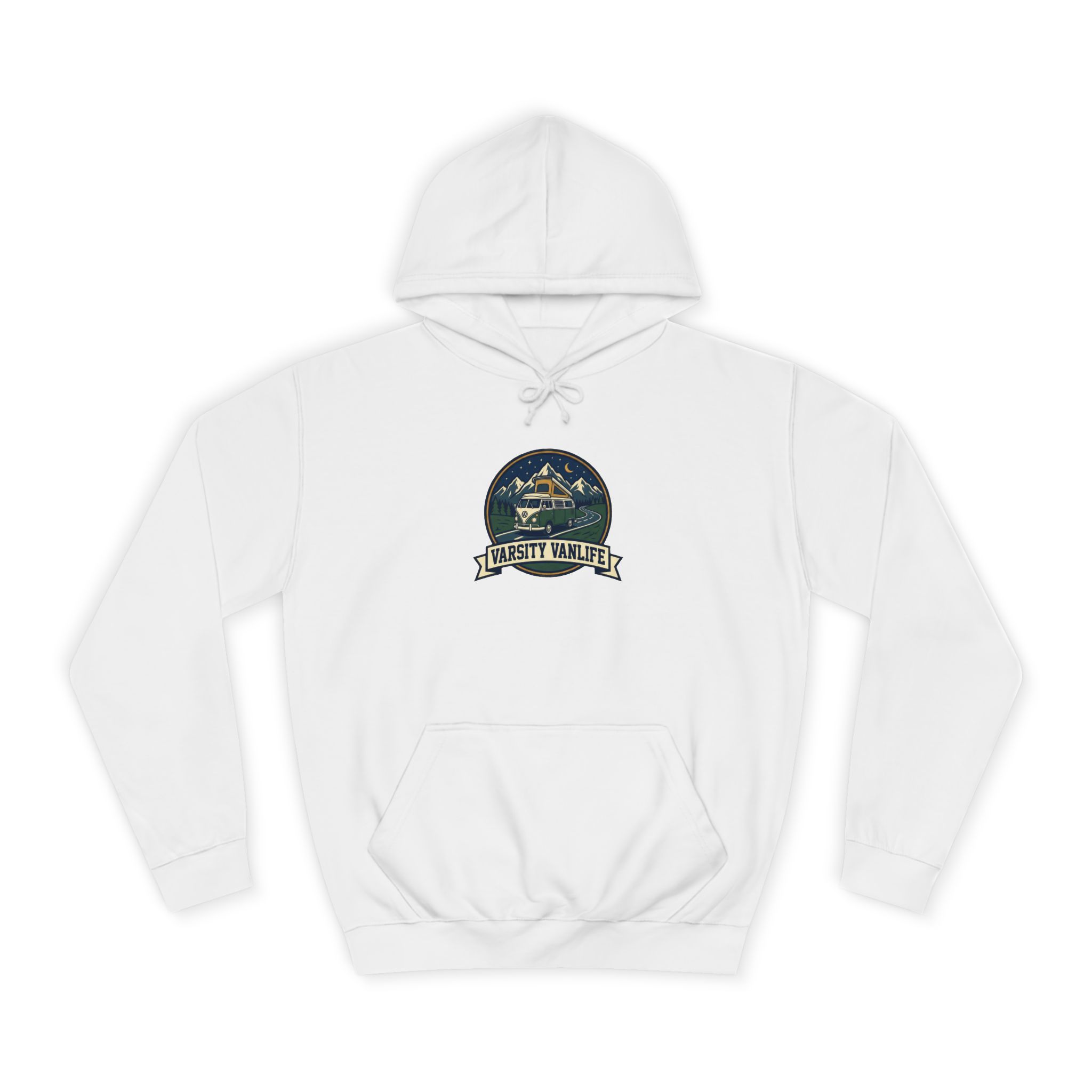Hoodie — 'Varsity Vanlife-Adventure Academy ' College Road Trip Sweatshirt