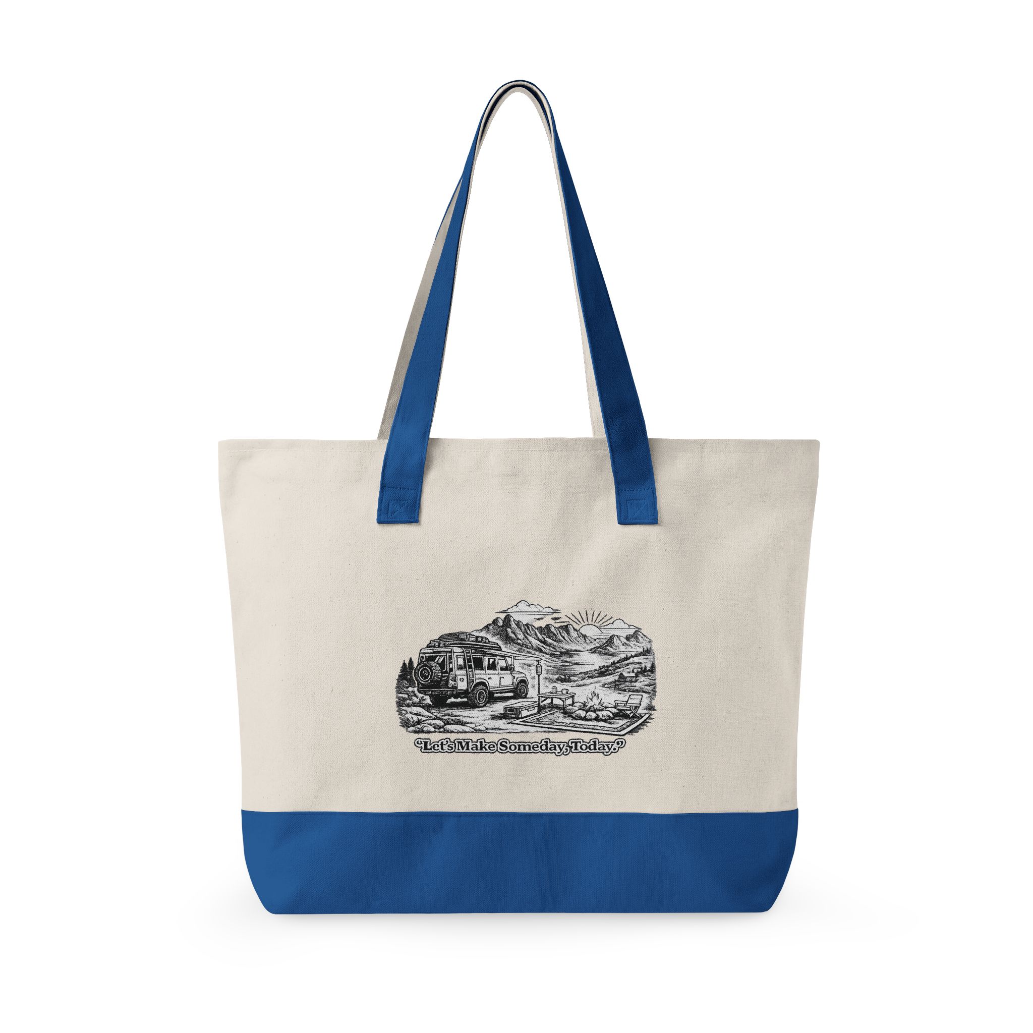 Zippered Canvas Tote — "Lets Make Some Day, Today" (Design Minimal-Line)