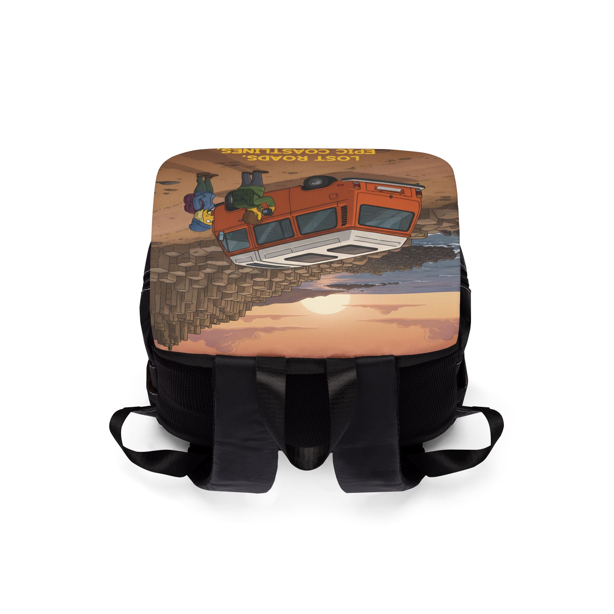 16162206491760420078_2048.jpeg Unisex Casual Shoulder Backpack — "Lost Roads Epic Coastlines" Design Sitcom-Line
