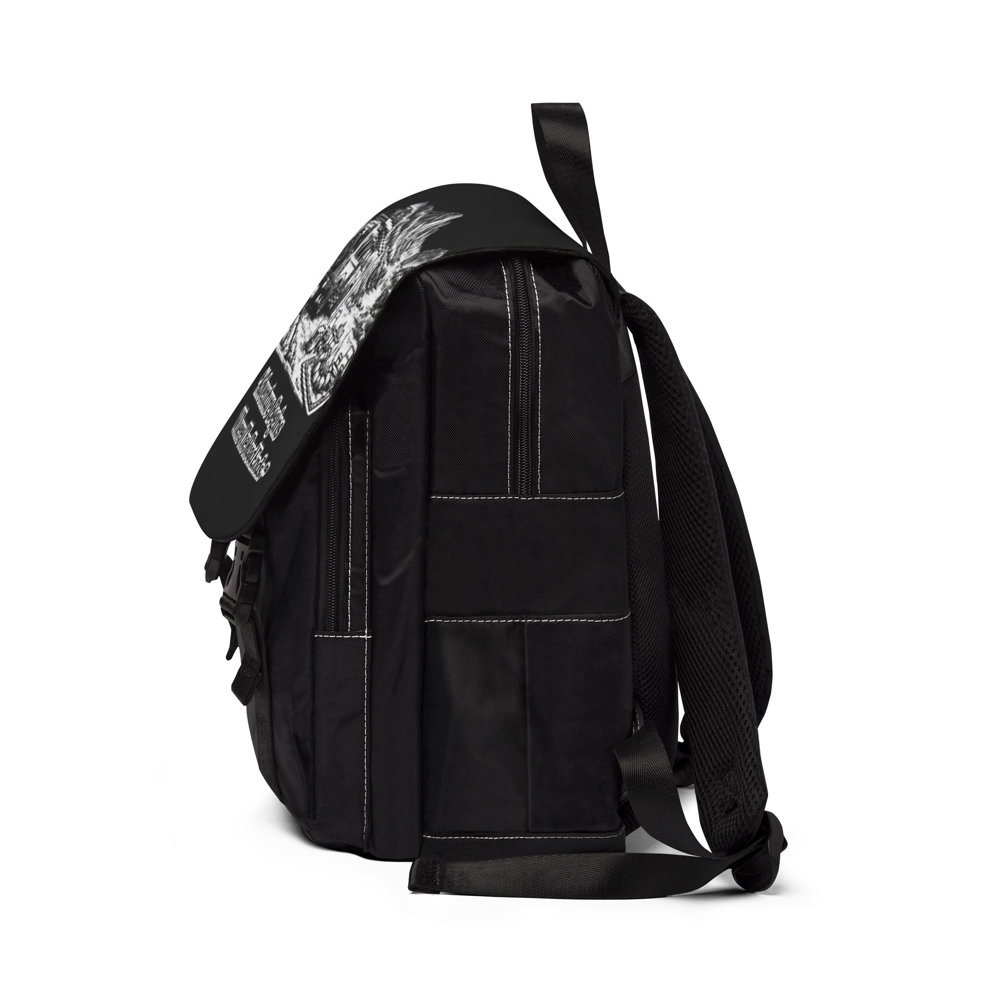16172317886311776525_2048.jpeg Unisex Casual Shoulder Backpack — "Adventure Begins Where The Road Ends" Design Minimal-Line