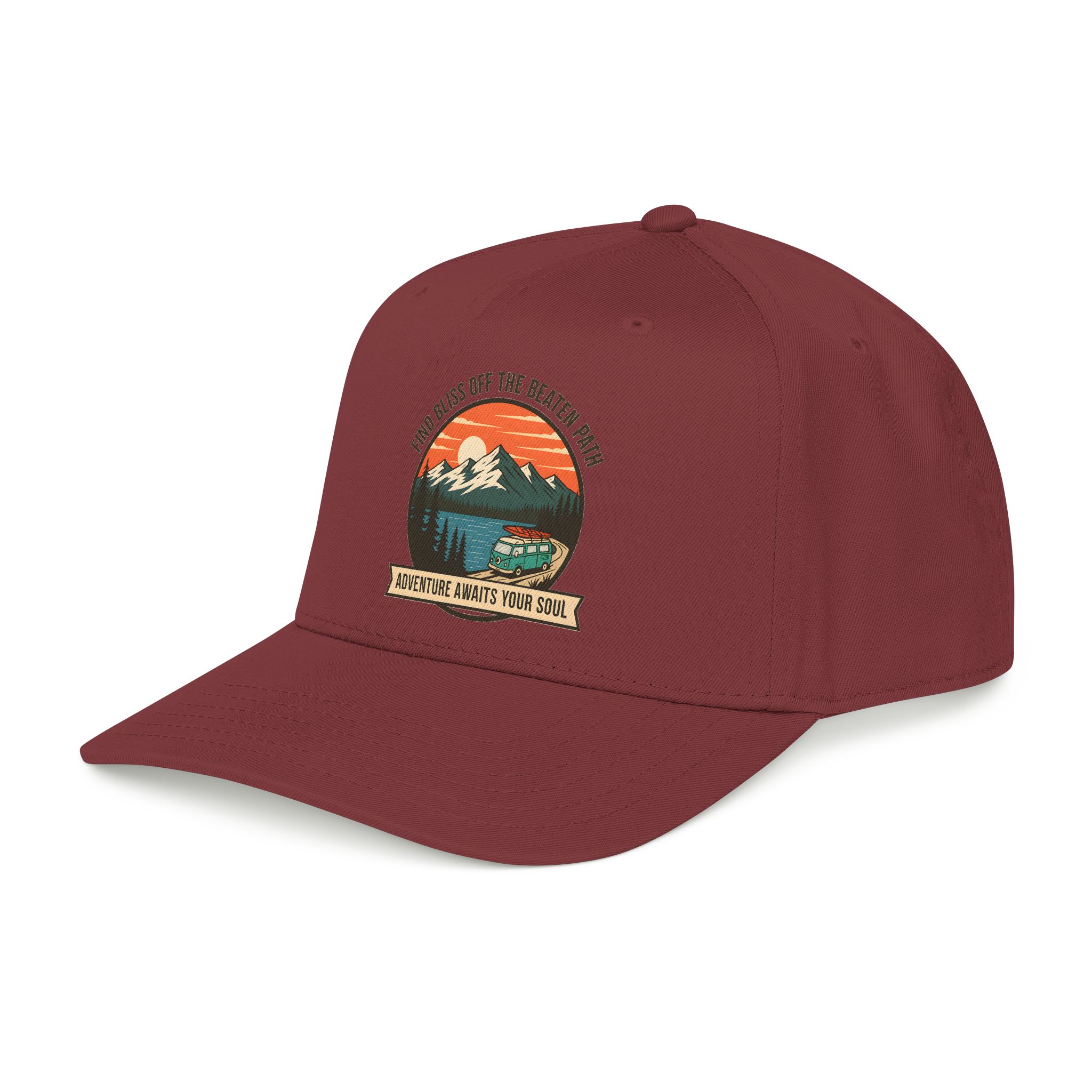 16244495161754286802_2048.jpeg Baseball Cap — "Find Bliss of the beaten patch-Adventure Awaits Your Soul" Vintage Mountain Camp Camper Design