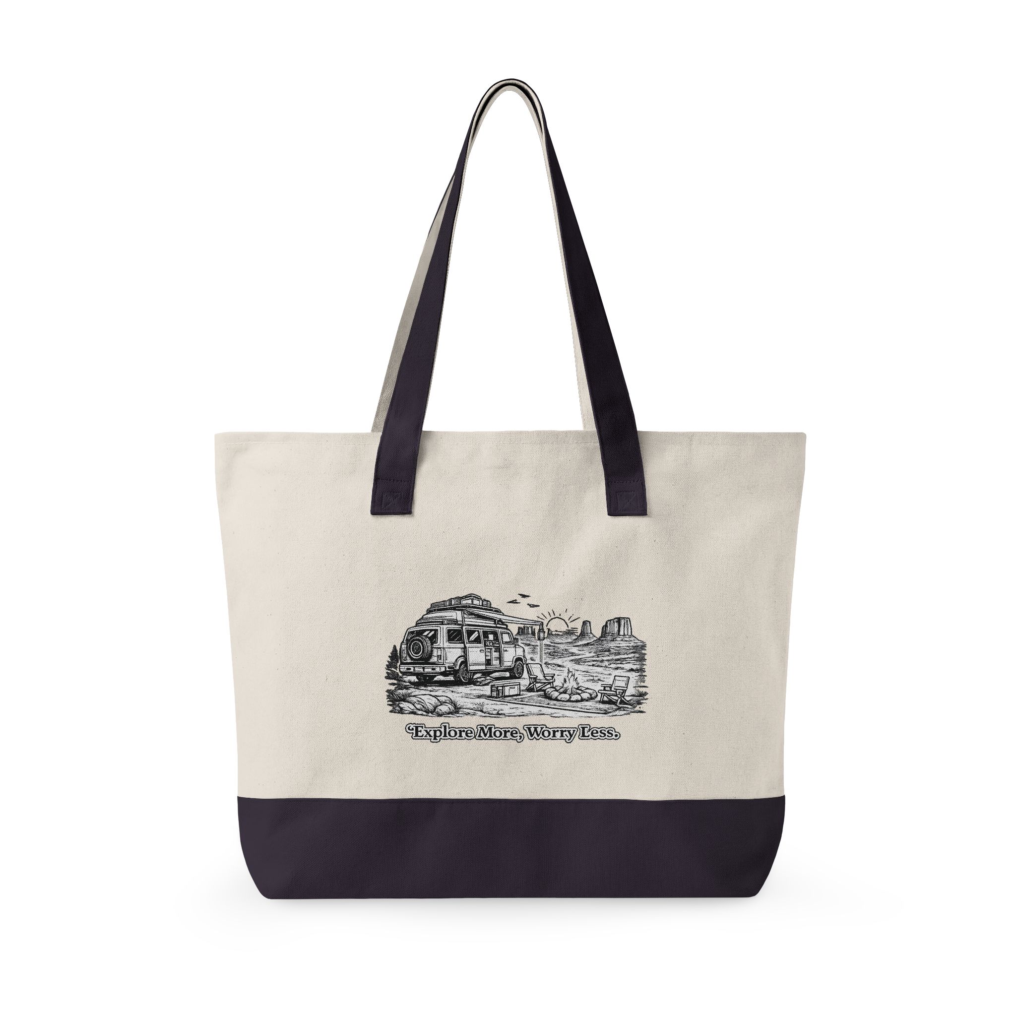 16294343599321811716_2048.jpeg Zippered Canvas Tote — "Explore More, Worry Less" (Design Minimal-Line)