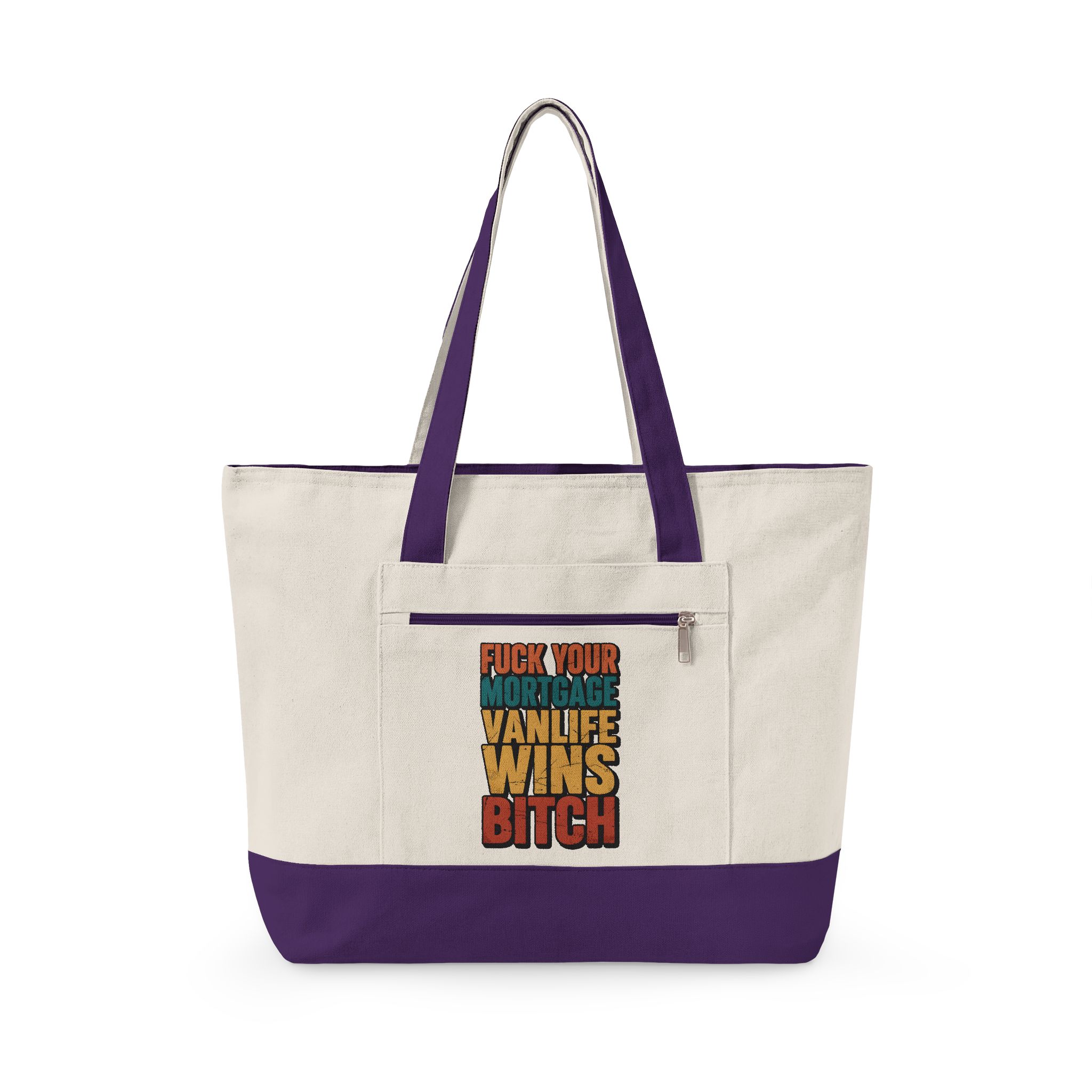 16355579230716260245_2048.jpeg Zippered Canvas Tote — "Fuck Your Mortgage" (Design F**K-Line)