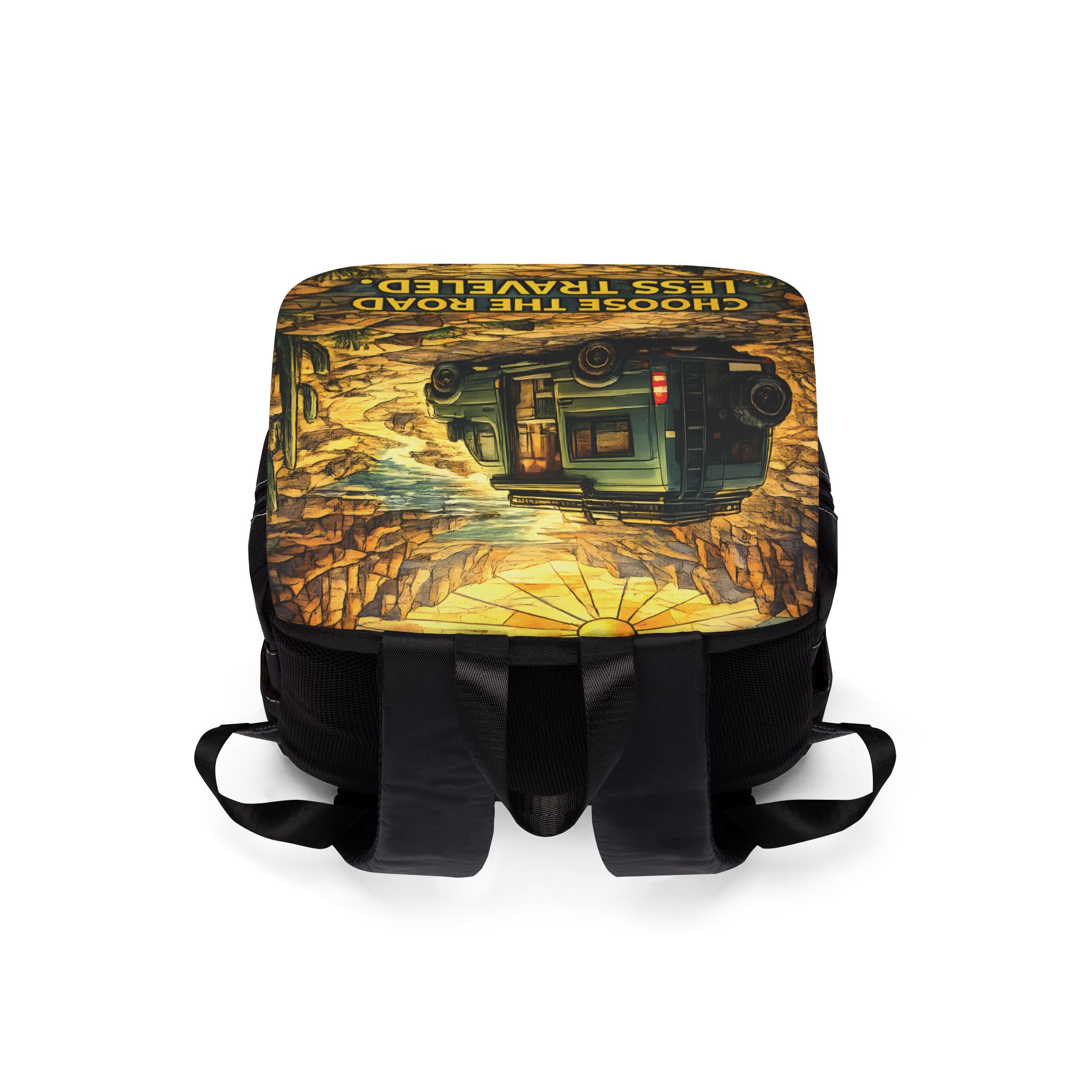 1650967648276122994_2048.jpeg Unisex Casual Shoulder Backpack — "Choose The Road Less Traveled" Design Cubic-Line