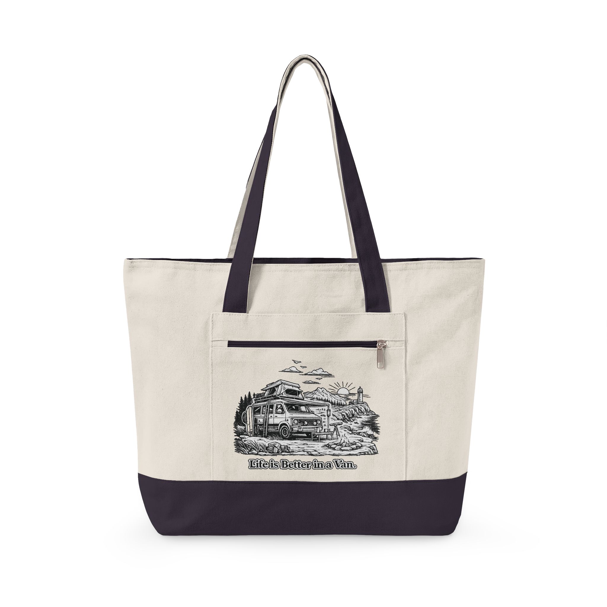 16747361069844558977_2048.jpeg Zippered Canvas Tote — "Life Is Better In A Van" (Design Minimal-Line)