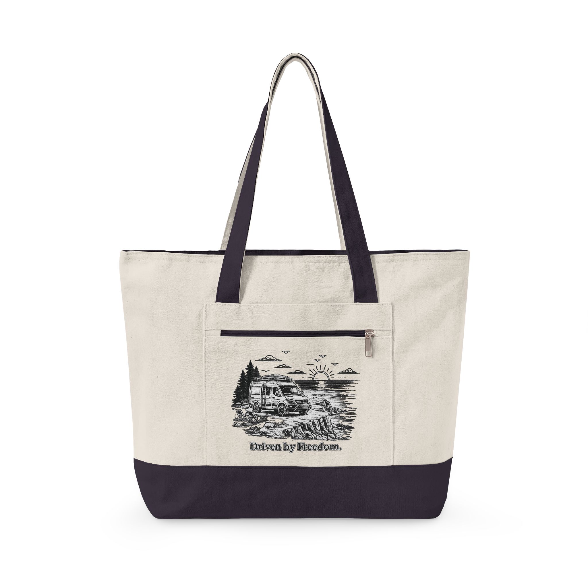 16882450096811018150_2048.jpeg Zippered Canvas Tote — "Drive By Freedom" (Design Minimal-Line)