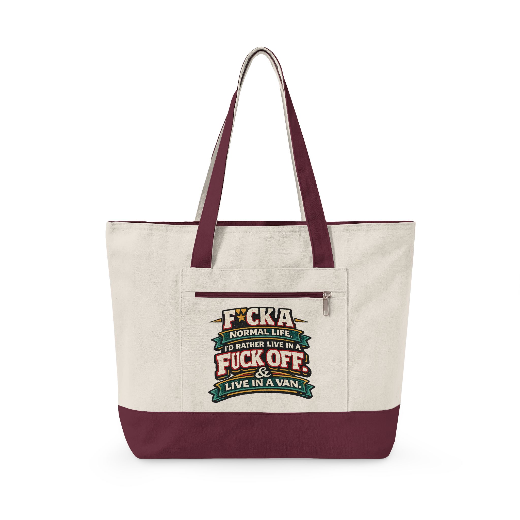 Zippered Canvas Tote — "F**k A Normal Life" (Design F**K-Line)