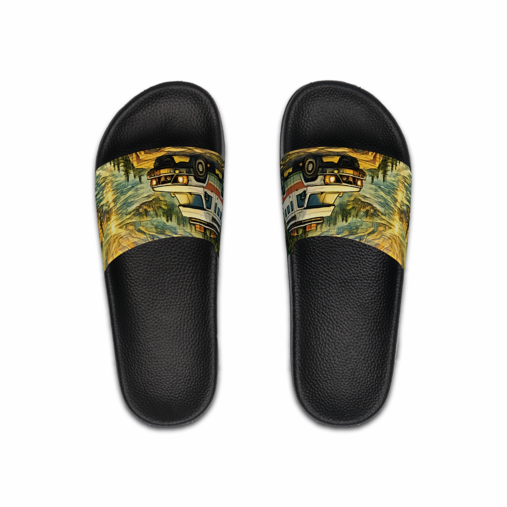 Men's Slide Sandals — Retro Surf Beach Vibes for Men (Cubic-Line)