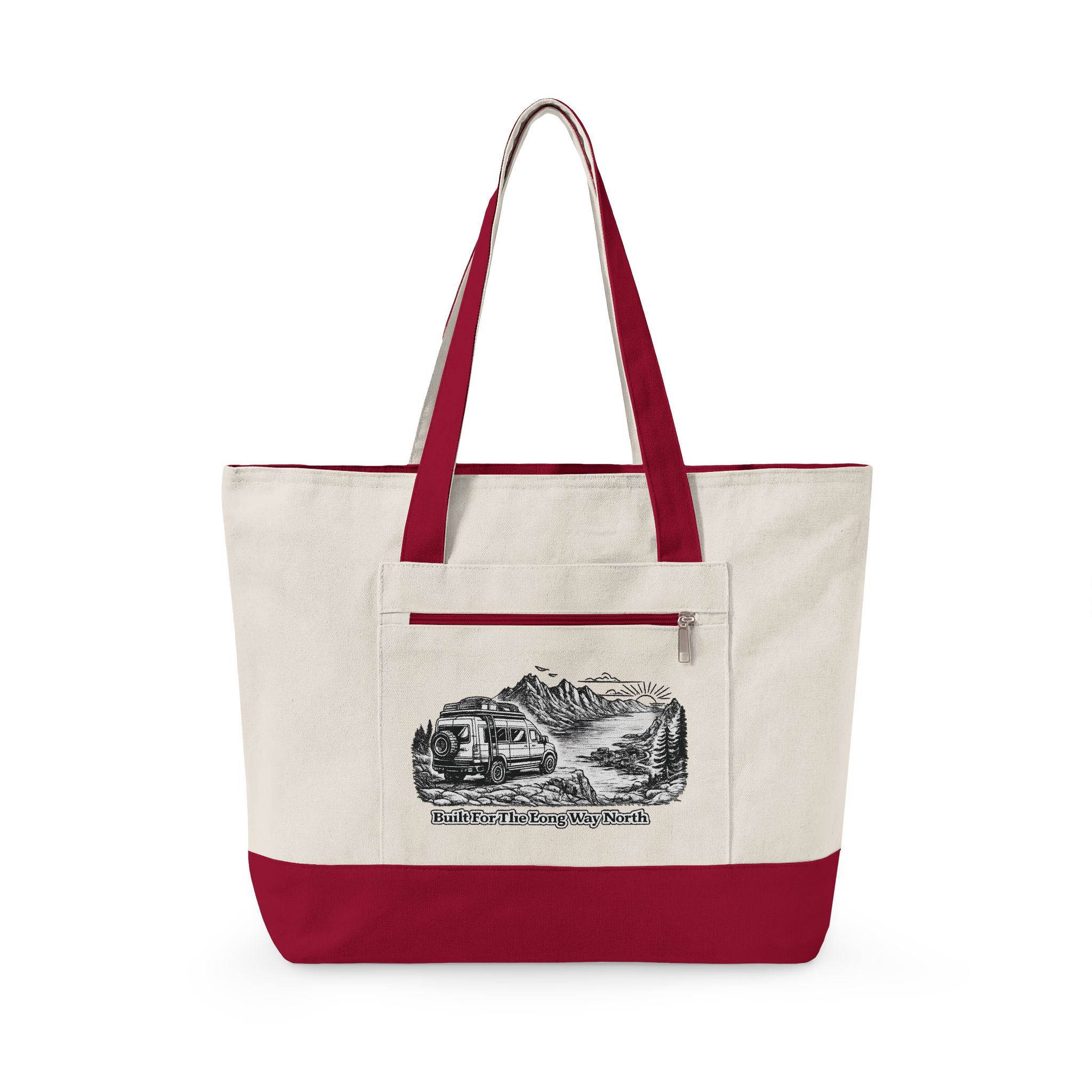 17247021167527771087_2048.jpeg Zippered Canvas Tote — "Build For The Long Way " (Design Minimal-Line)