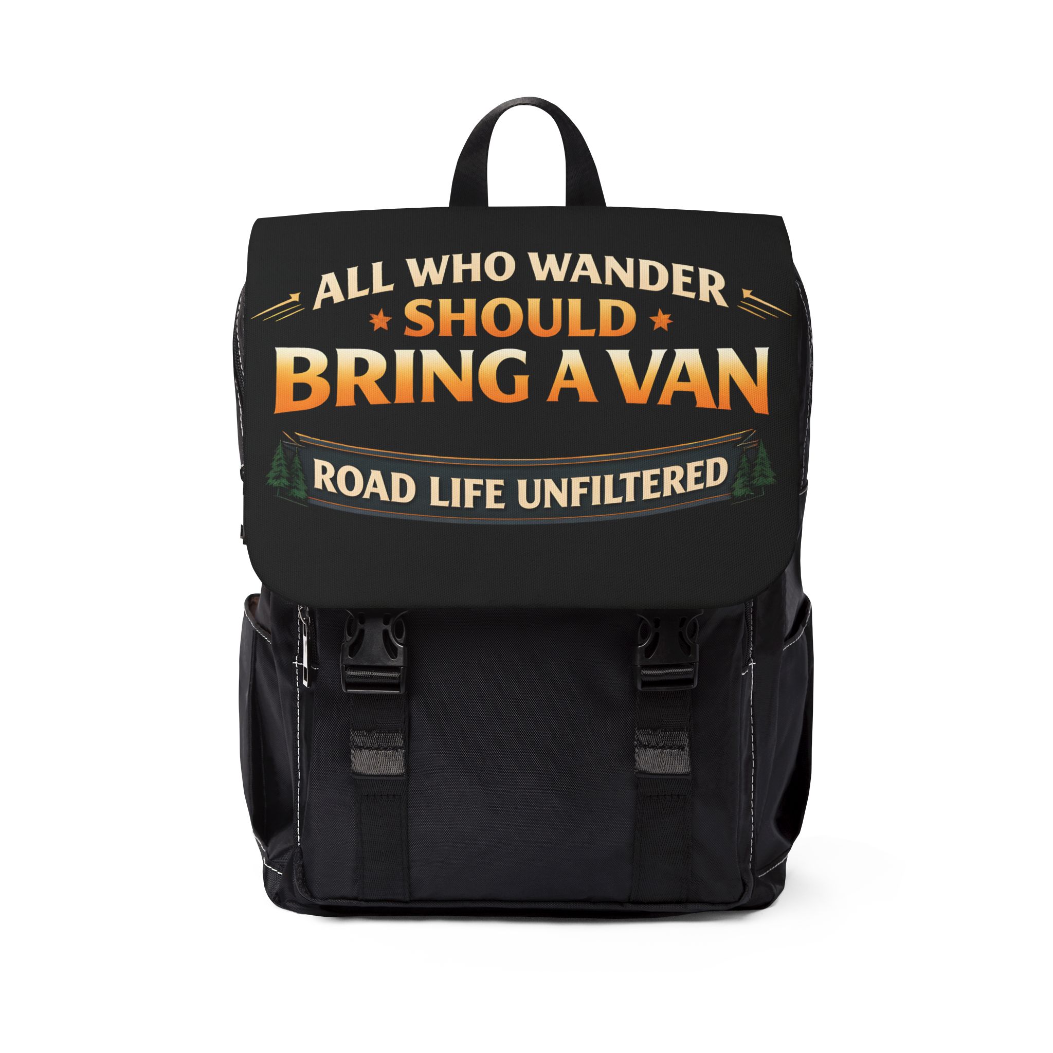 Unisex Casual Shoulder Backpack—"All Who Wander Should Bring A Van" Design Scenic-Line(Campervan)